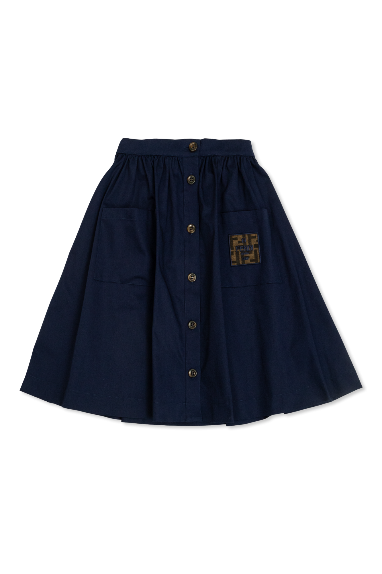 Fendi Kids Bawełniana Spódnica Z Kieszeniami, Unisex, Granatowy