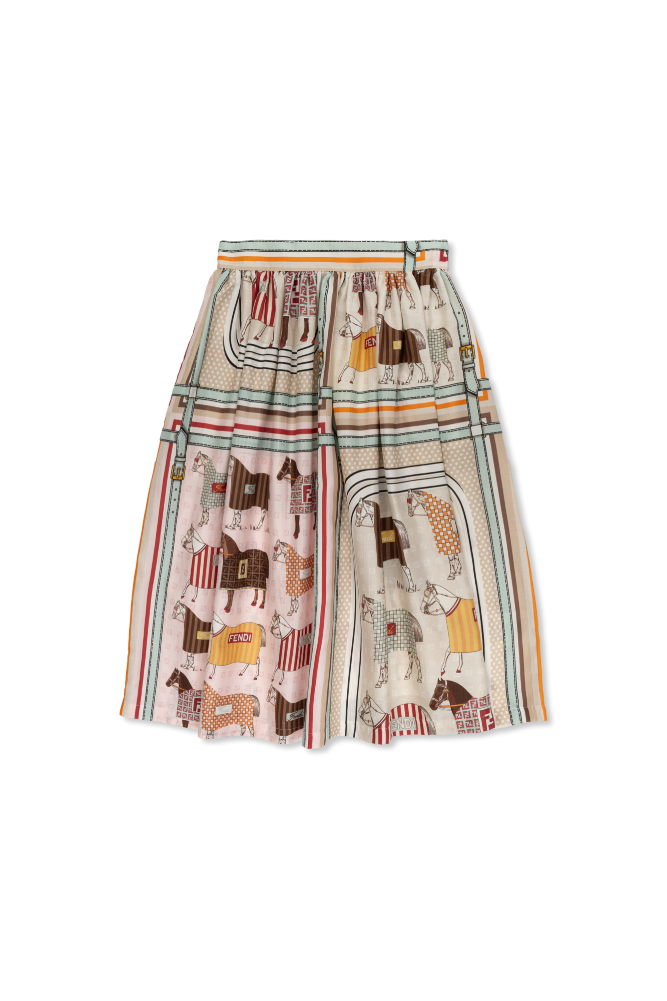 Fendi Kids Długa Spódnica Z Nadrukiem , Unisex, Multikolor