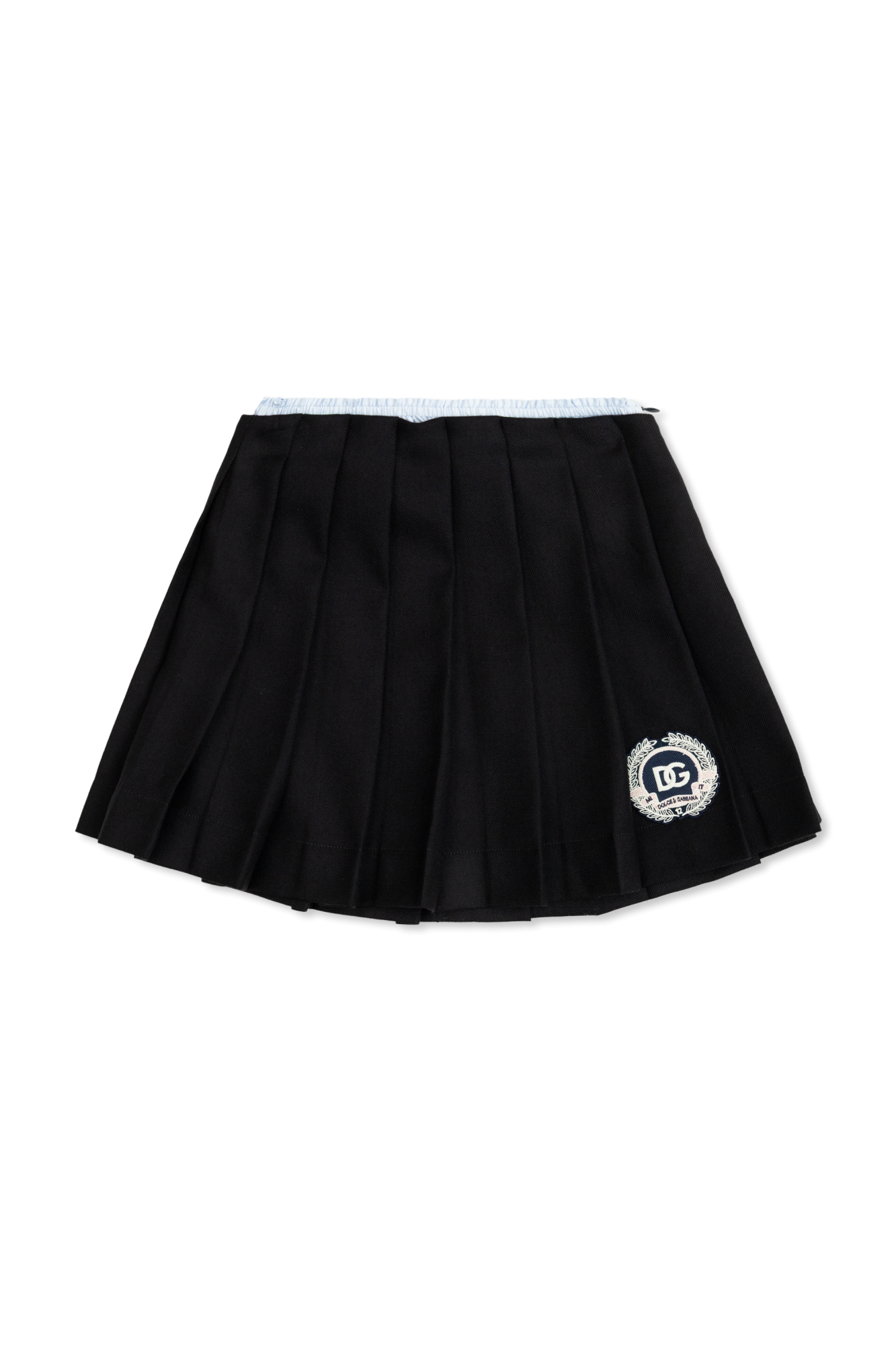Dolce & Gabbana Kids Wełniana Spódnica Z Zaszewkami, Unisex, Granatowy