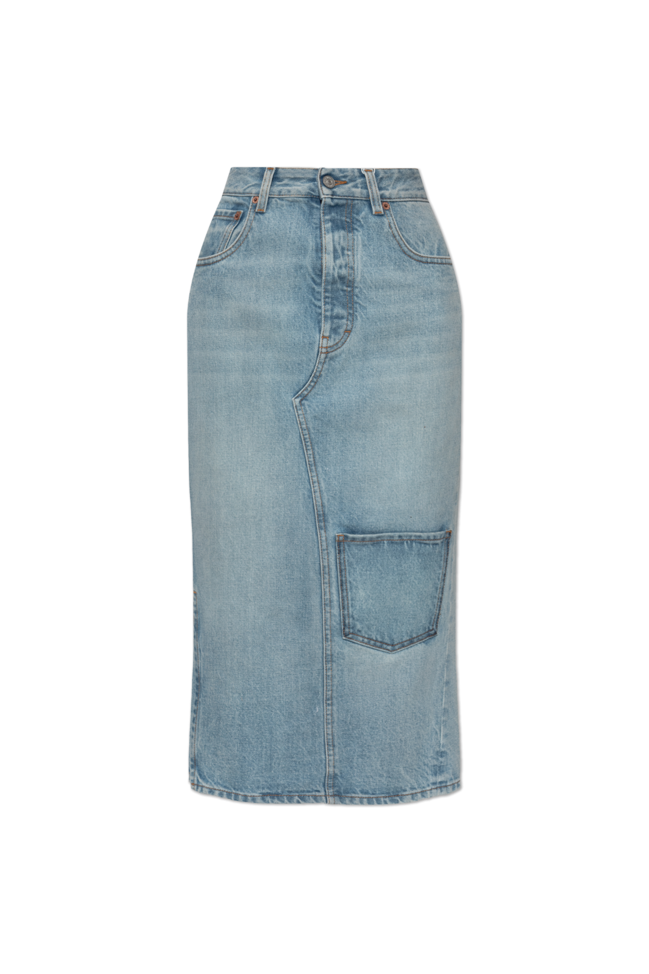 MM6 Maison Margiela Jeansowa Spódnica Z Rozcięciem, Kobiety, Niebieski