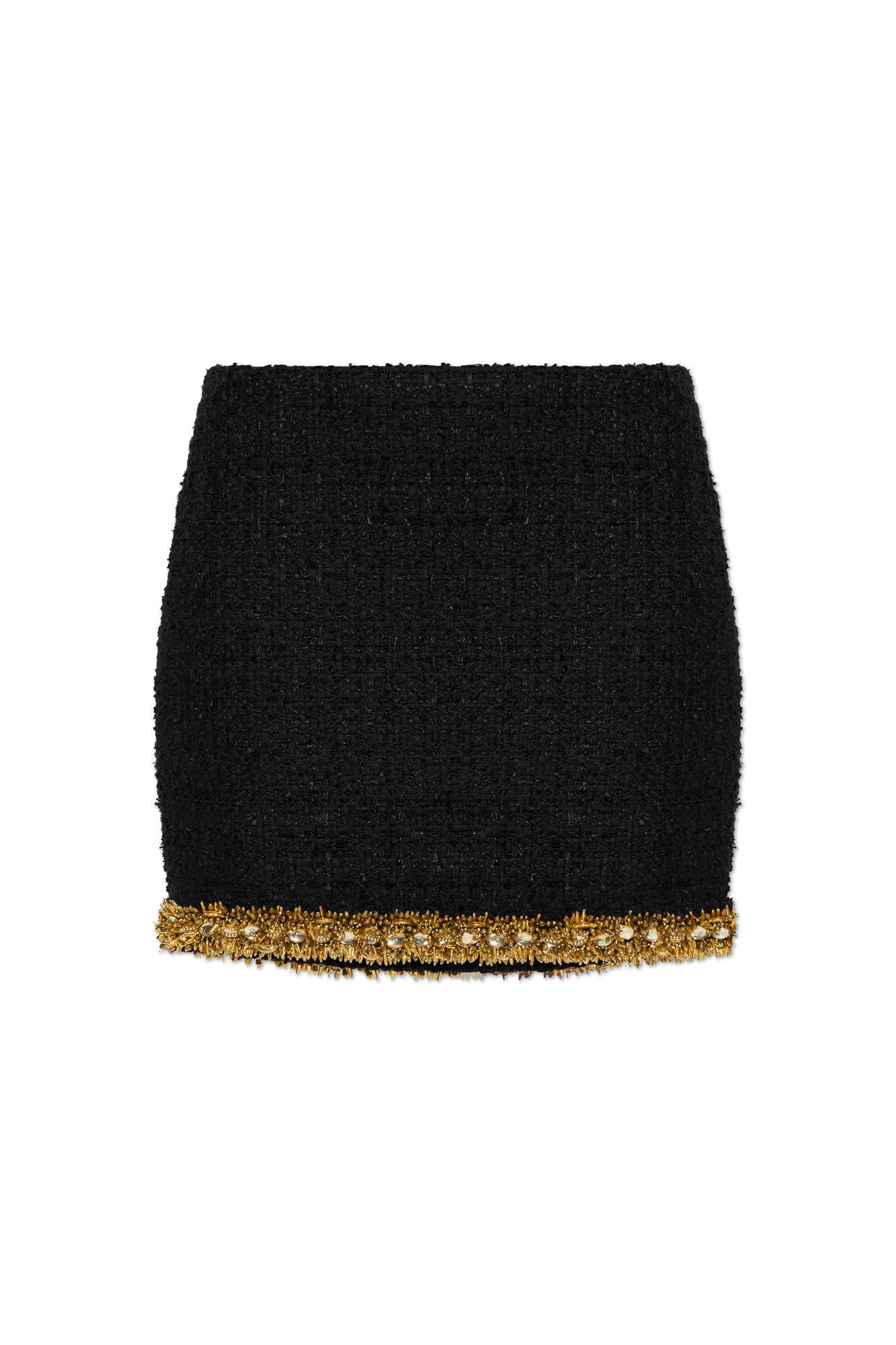 Balmain Tweedowa Spódnica Z Aplikacjami, Kobiety, Czarny