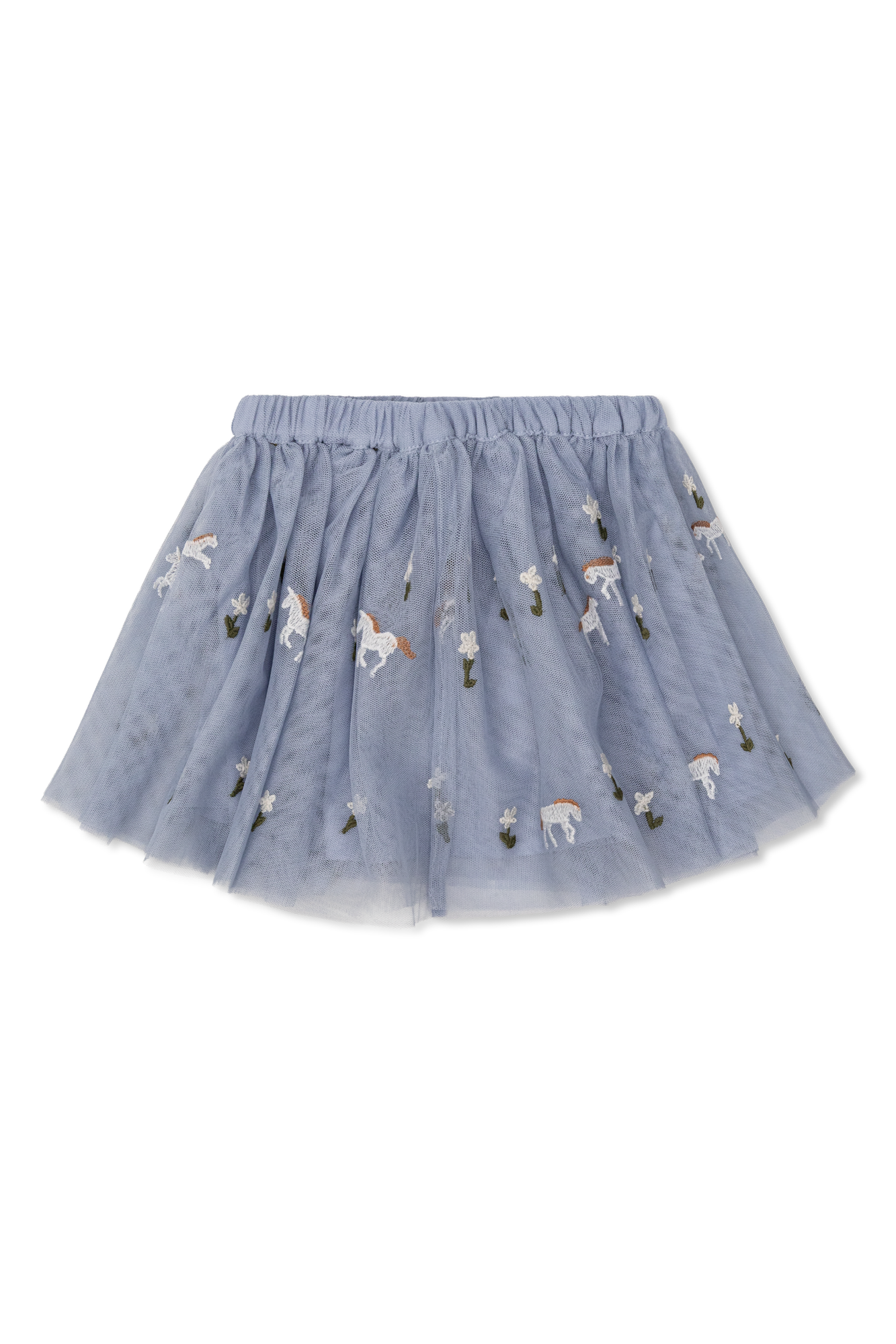 Stella McCartney Kids Tiulowa Spódnica Z Kolorowym Haftem, Unisex, Niebieski