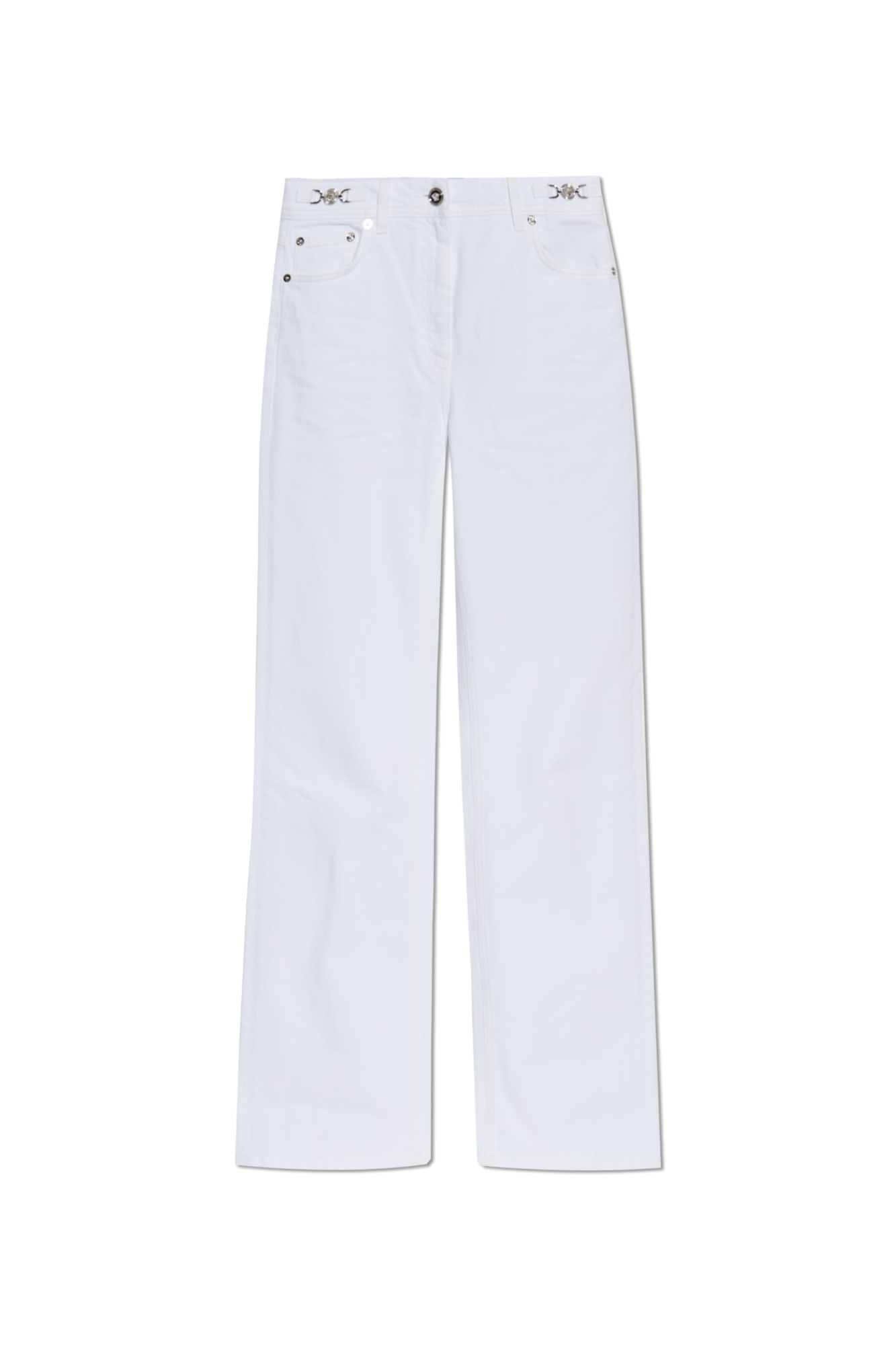 Versace Jeansy Z Nogawkami O Prostym Kroju, Kobiety, Biały