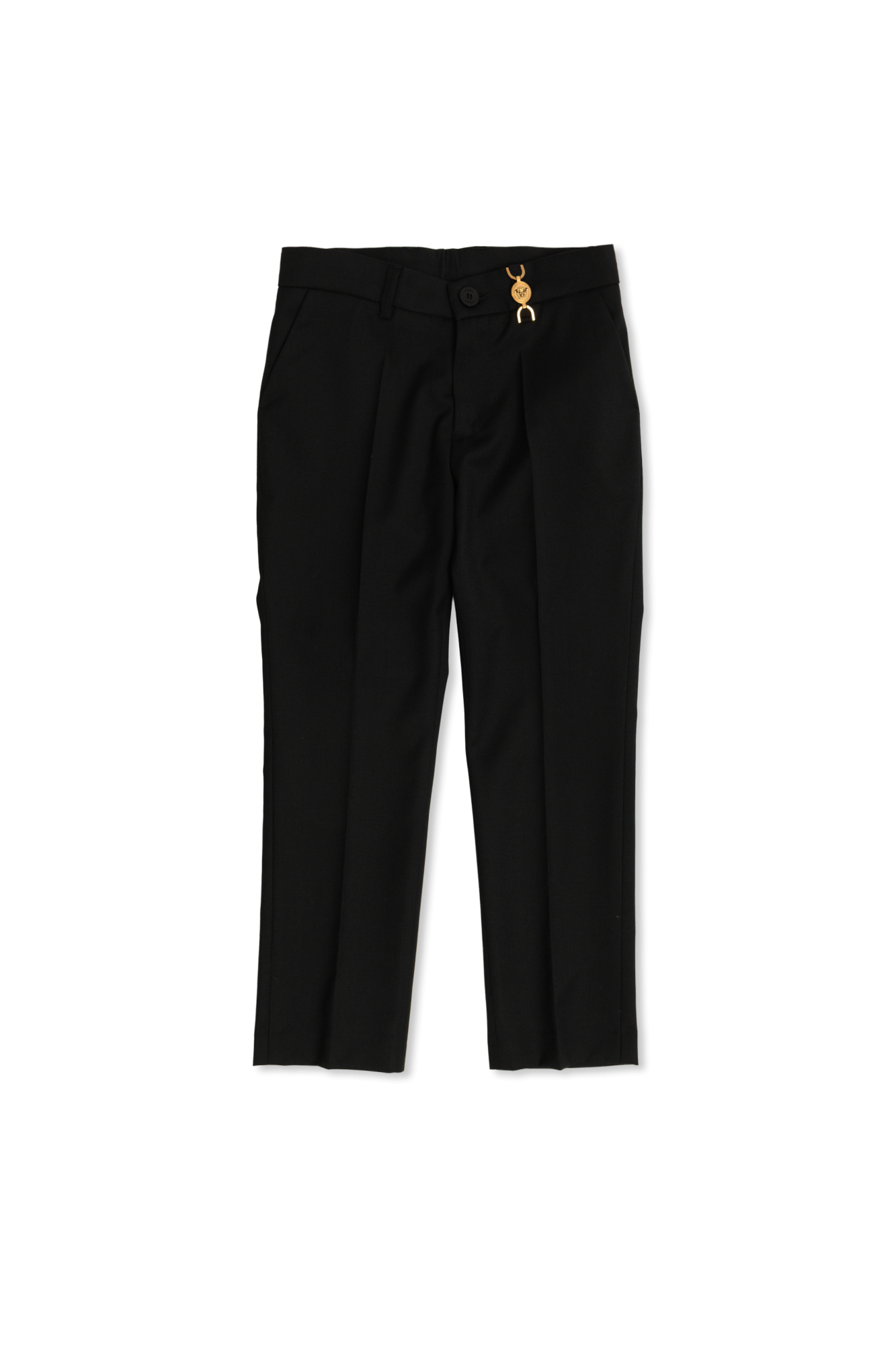 Versace Kids Spodnie W Kant, Unisex, Czarny