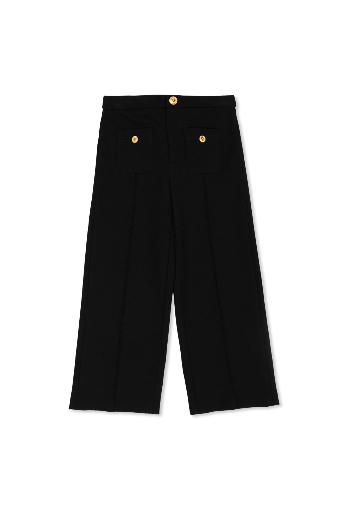 Versace Kids Spodnie Z Przeszyciem Na Nogawkach, Unisex, Czarny