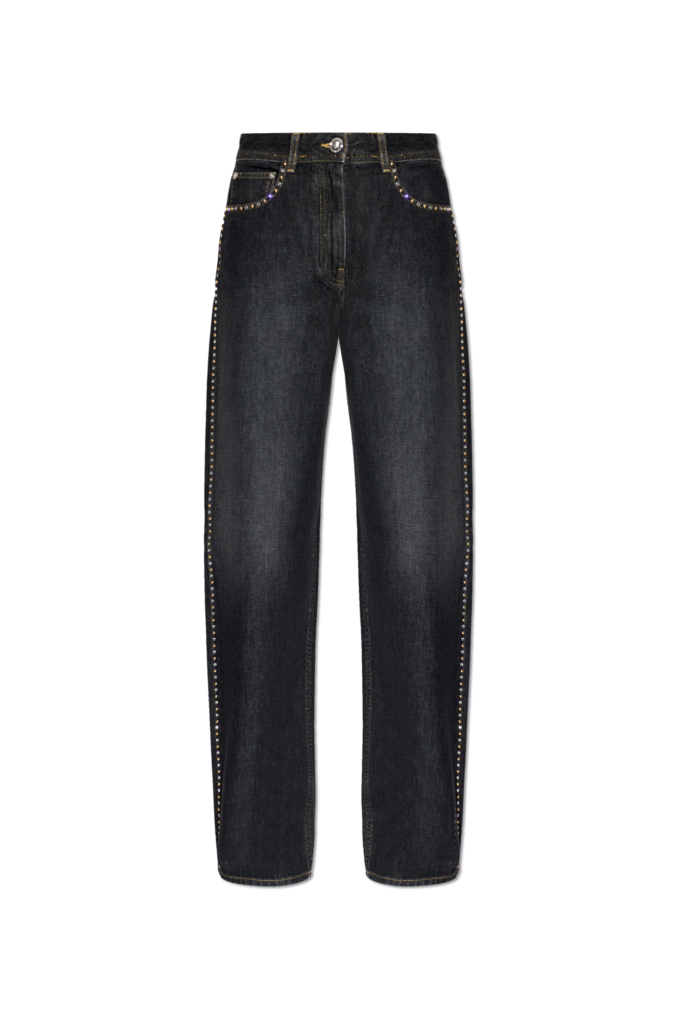 Versace Jeansy Z Połyskującymi Aplikacjami, Kobiety, Czarny