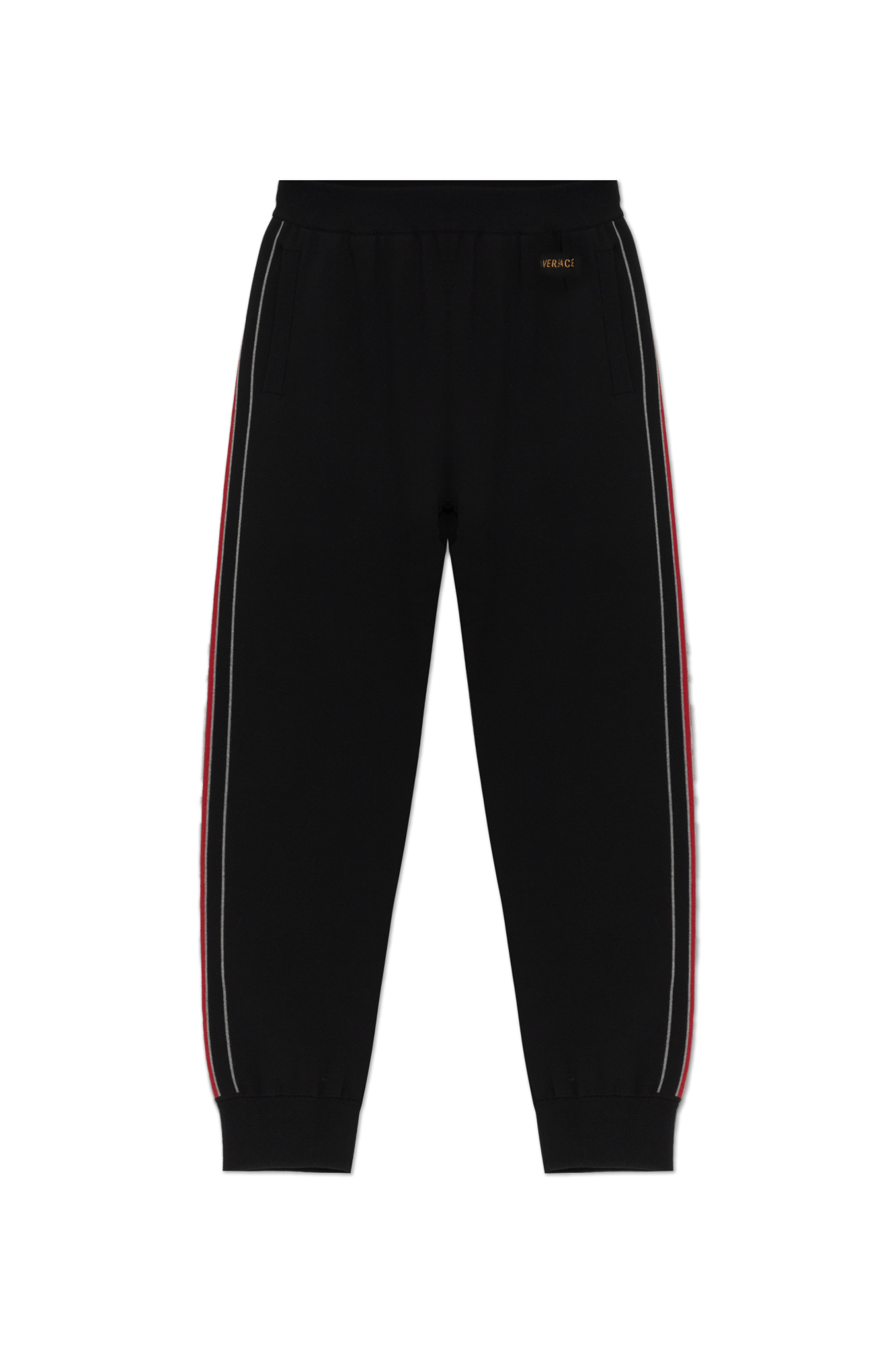 Versace Bawełniane Spodnie Ze ściągaczem W Nogawkach, Mężczyźni, Czarny