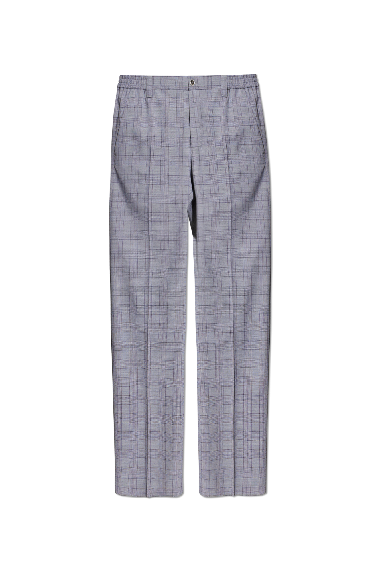 Versace Wełniane Spodnie Ze Wzorem W Kratę, Mężczyźni, Szary