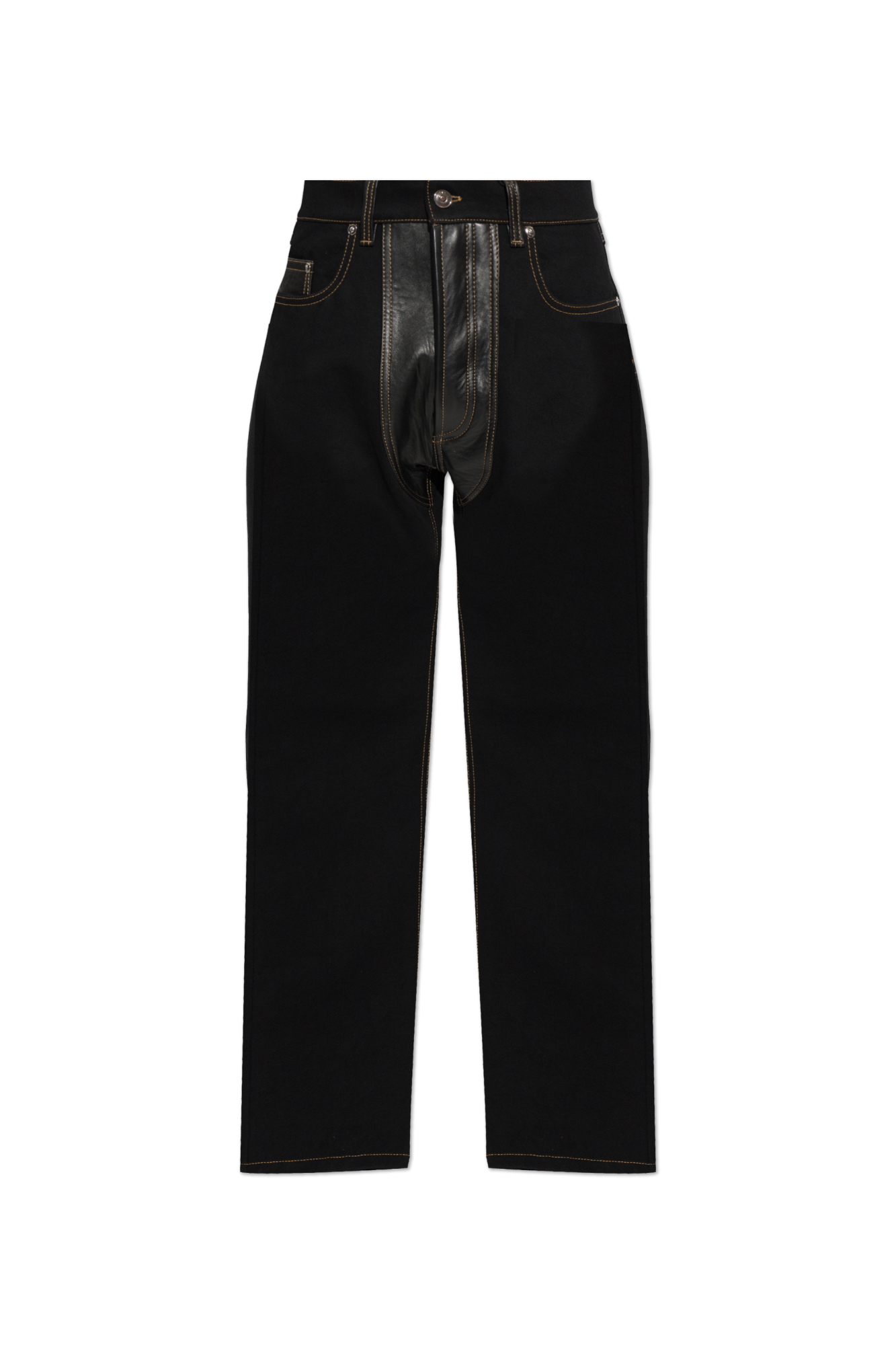Versace Jeansy Ze Skórzanymi Wstawkami, Mężczyźni, Czarny