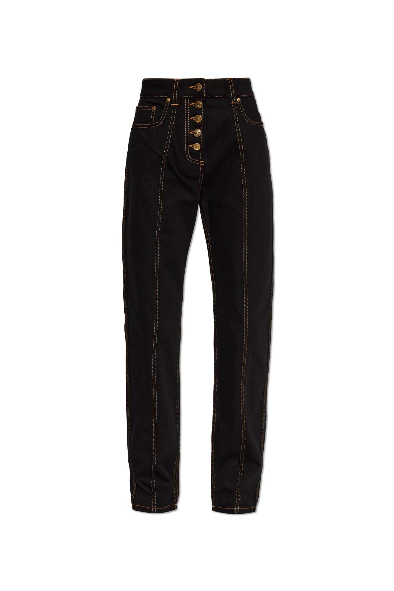 Versace Jeansy Z Kontrastowymi Przeszyciami, Kobiety, Czarny