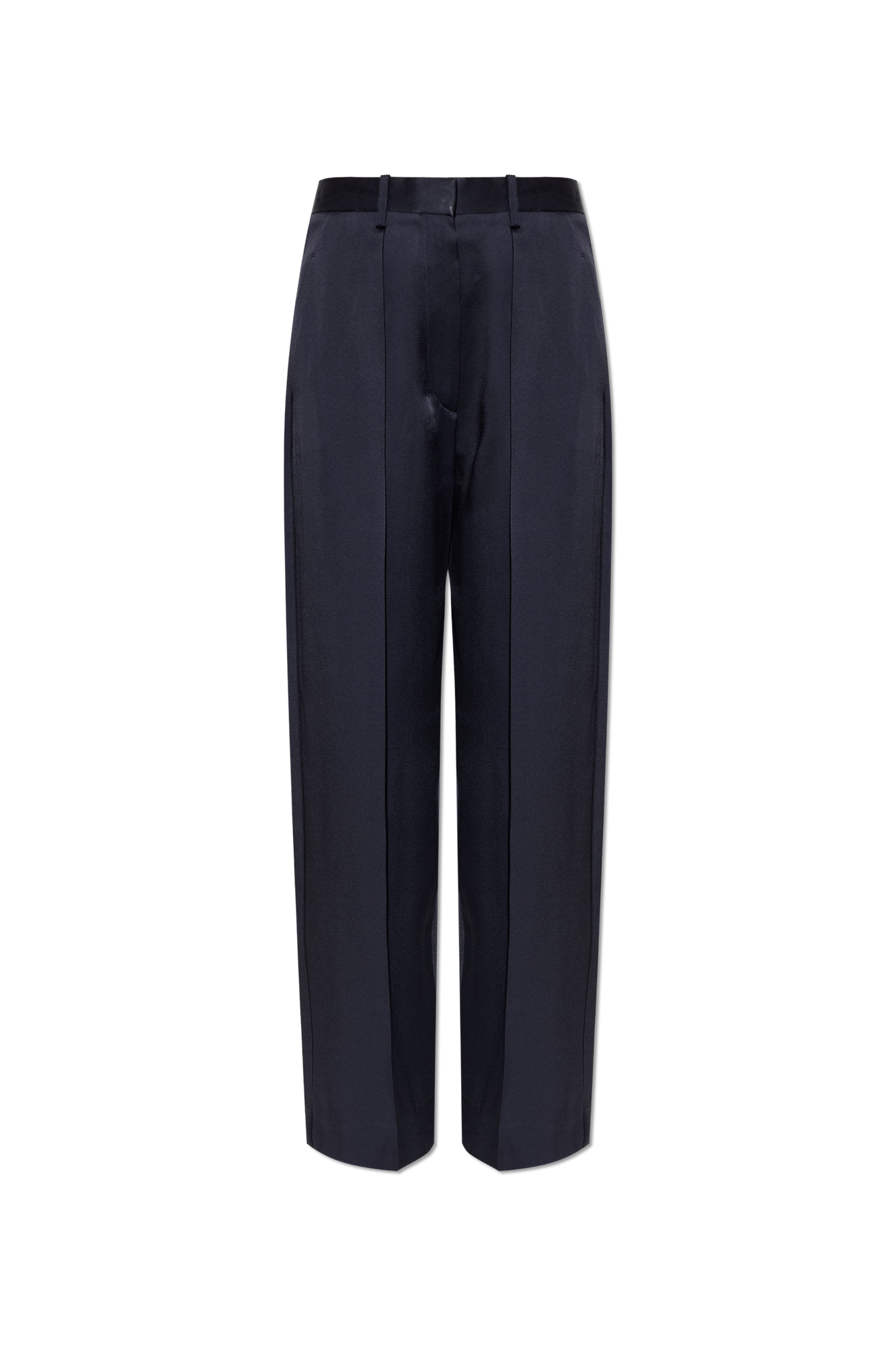 Victoria Beckham Satynowe Spodnie Z Zaszewkami, Kobiety, Granatowy