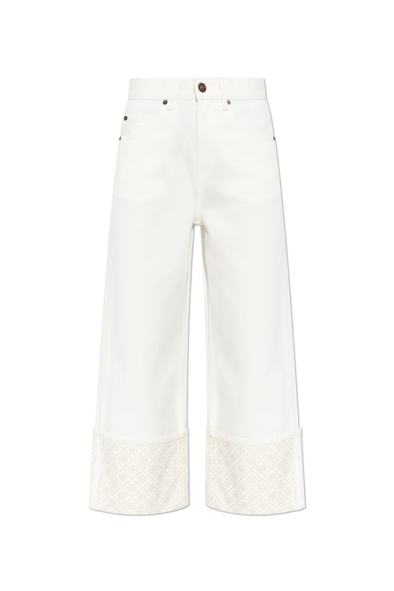 Tory Burch Jeansy Z Zawijanymi Nogawkami, Kobiety, Biały
