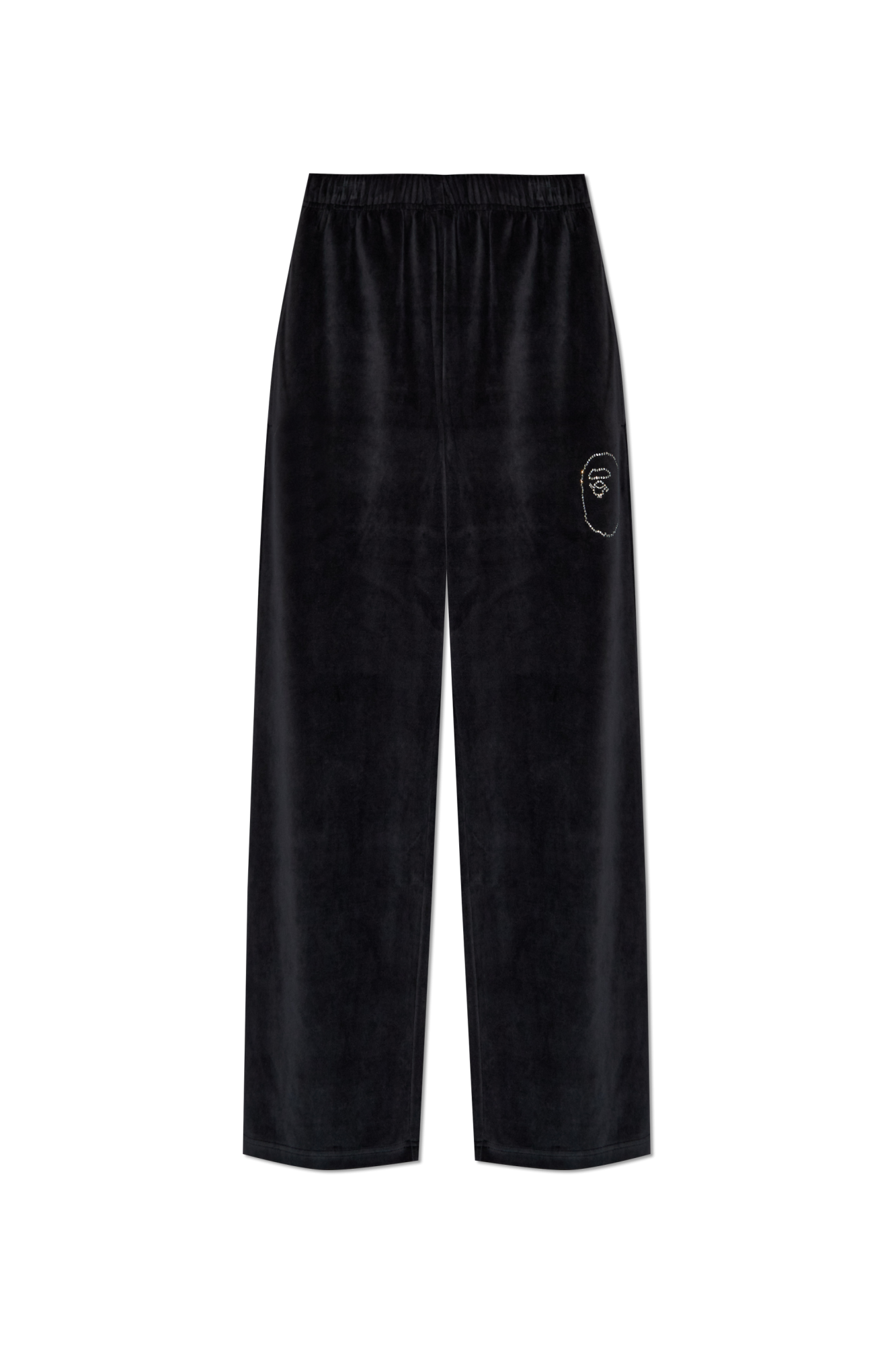 A BATHING APE® Welurowe Spodnie Dresowe, Kobiety, Czarny