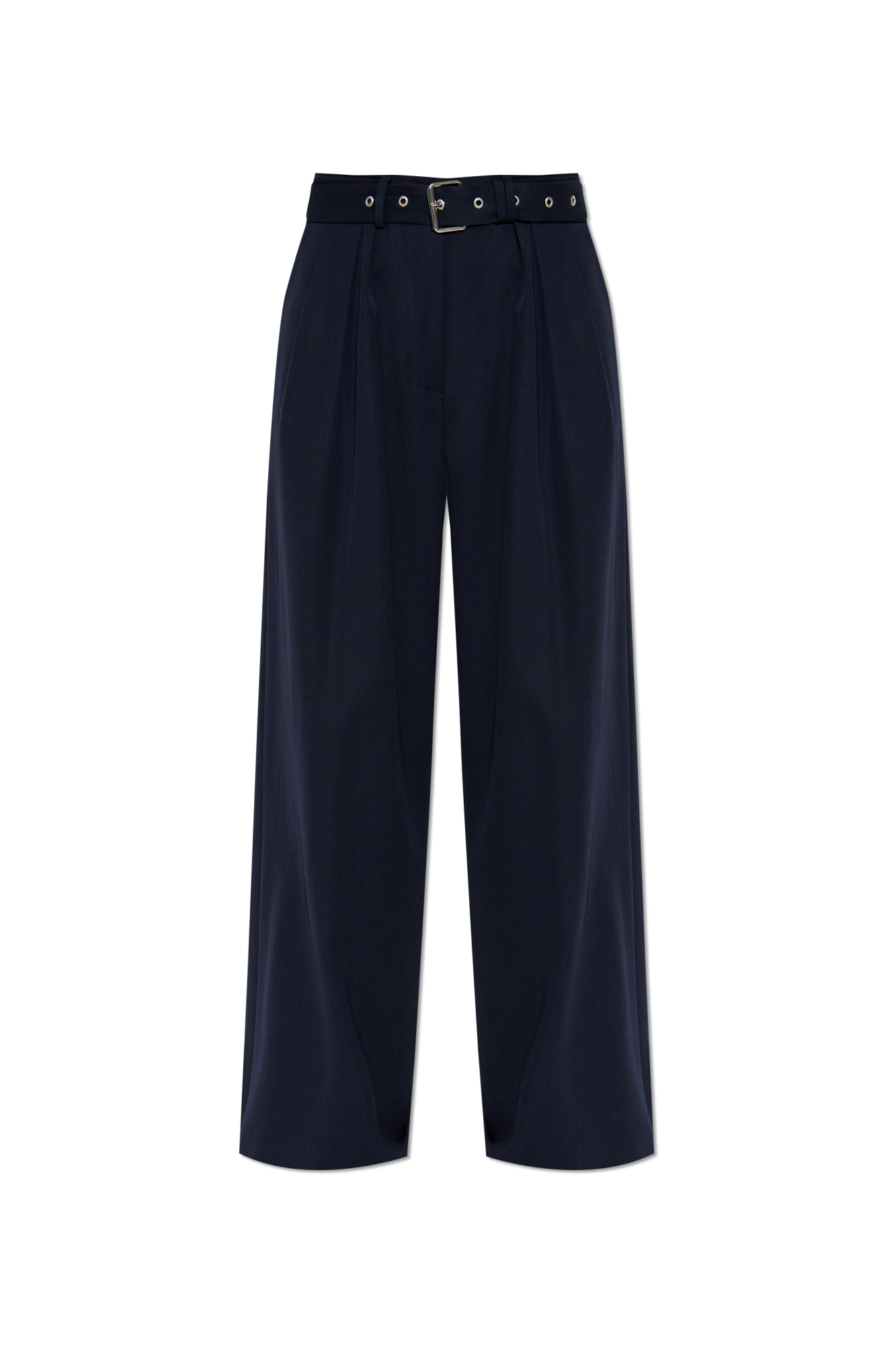 Dries Van Noten Wełniane Spodnie, Kobiety, Granatowy