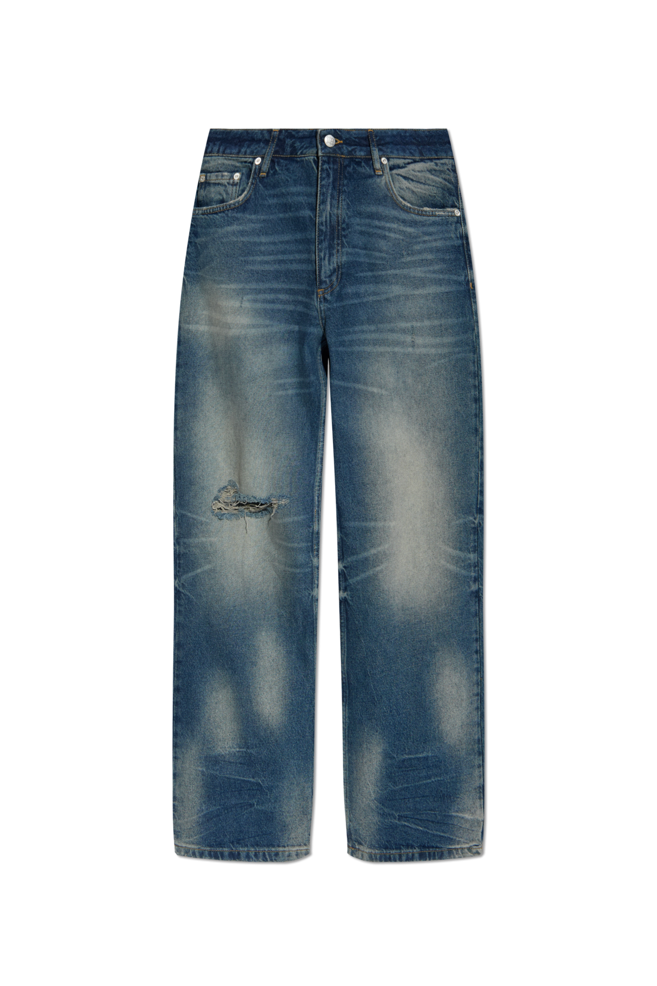 MISBHV Jeansy Z Logo, Kobiety, Granatowy