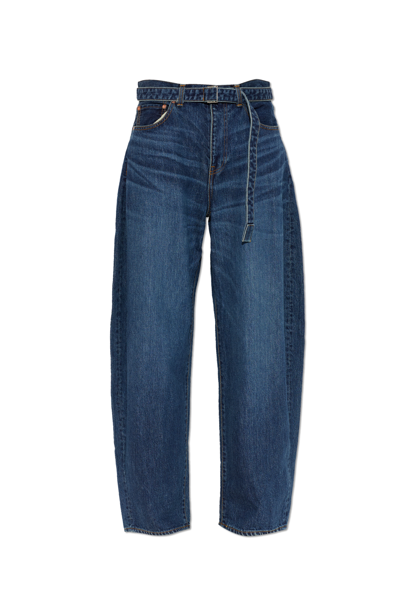 Sacai Jeansy Z Paskiem, Kobiety, Granatowy