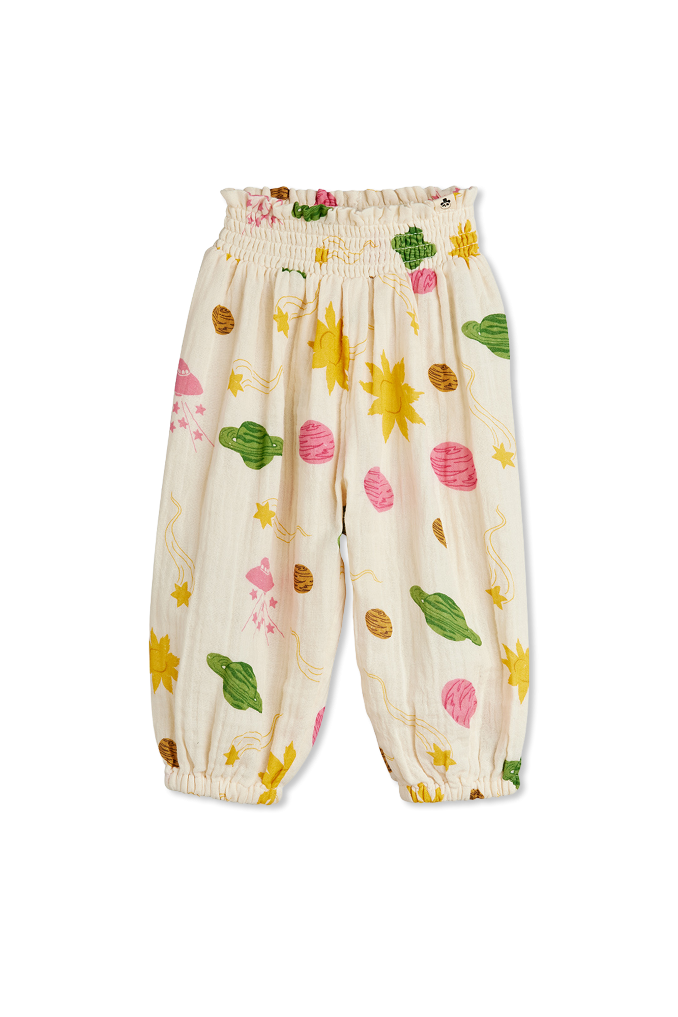 Mini Rodini Spodnie O Luźnym Kroju Z Nadrukiem, Unisex, Kremowy
