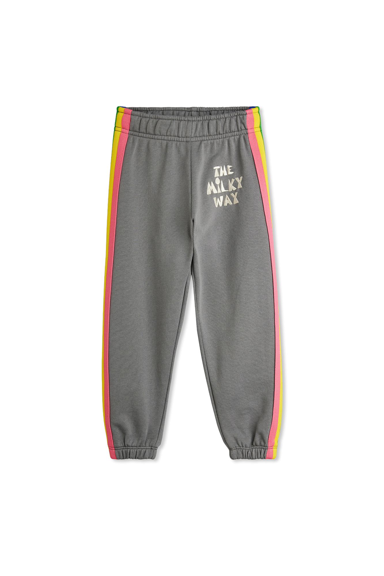 Mini Rodini Spodnie Dresowe Z Kolorowymi Lampasami, Unisex, Szary