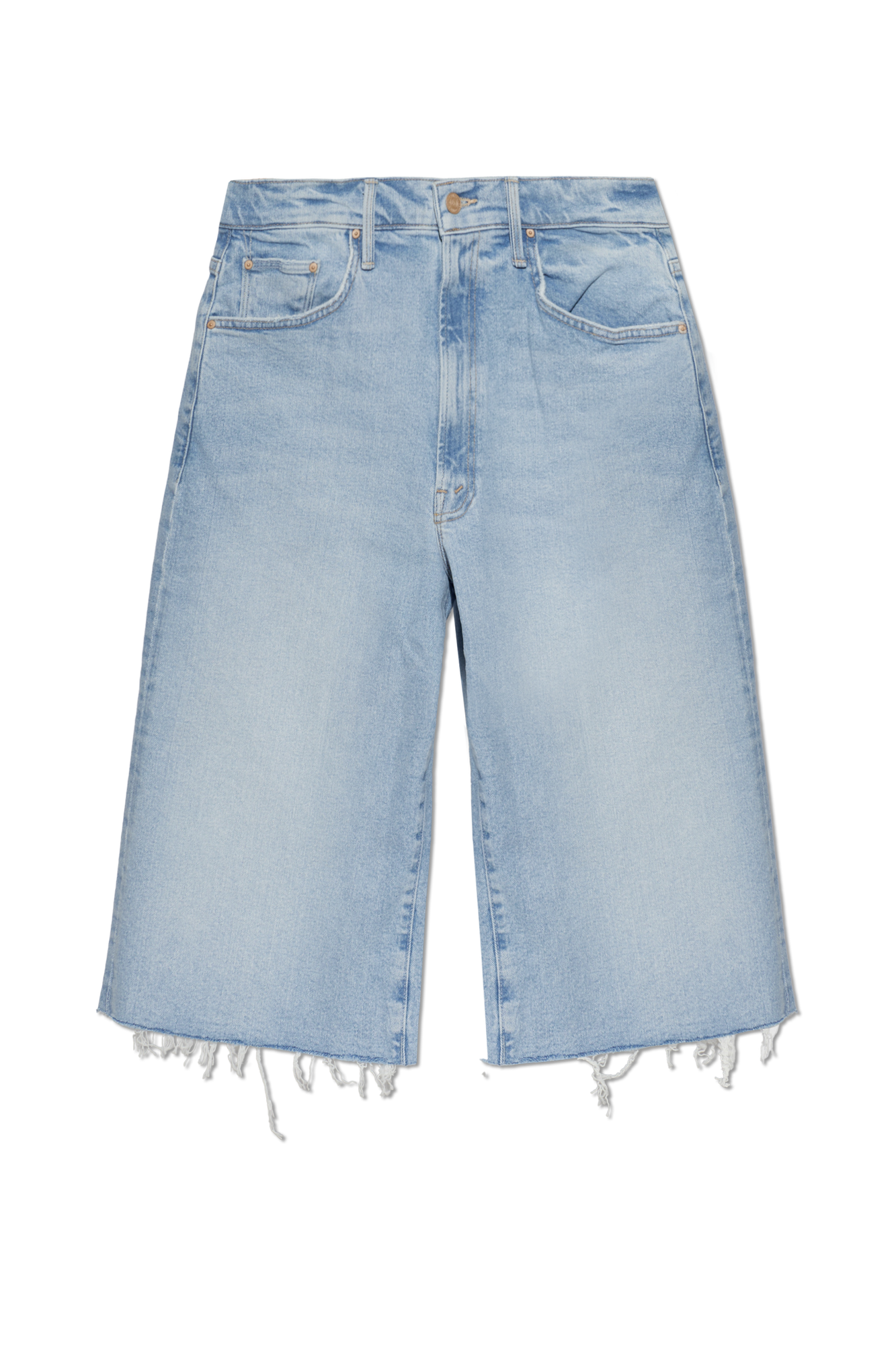 MOTHER Jeansowe Szorty ‘The Whole Lot Zip Fray’, Kobiety, Niebieski