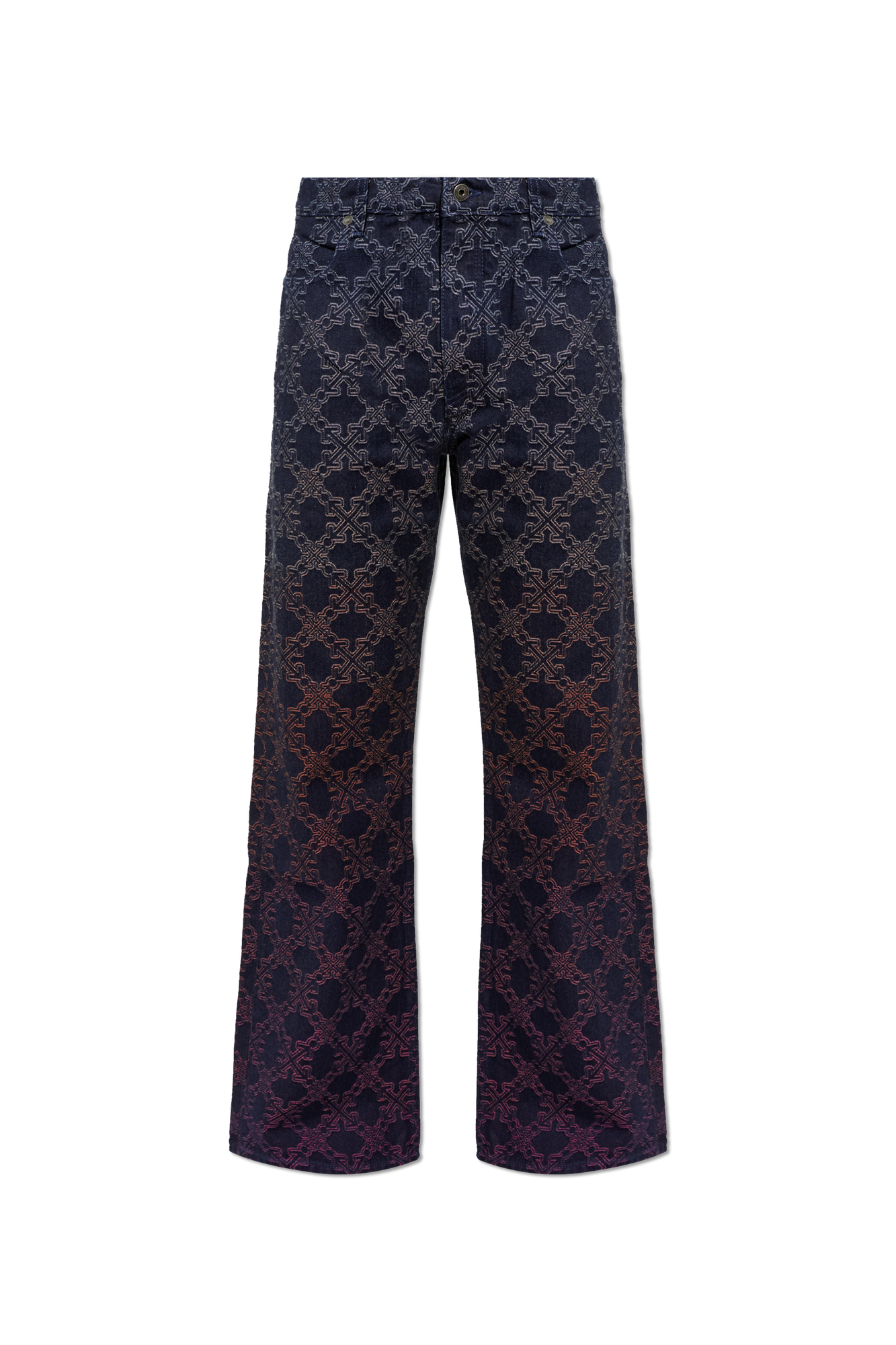 Off-White Jeansy Z Monogramem, Mężczyźni, Granatowy