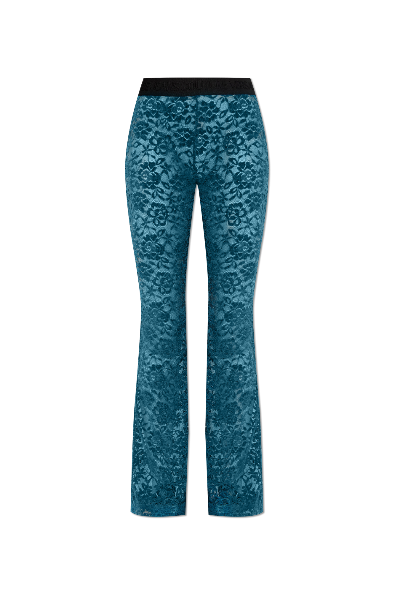 Versace Jeans Couture Koronkowe Spodnie Z Rozszerzanymi Nogawkami, Kobiety, Niebieski