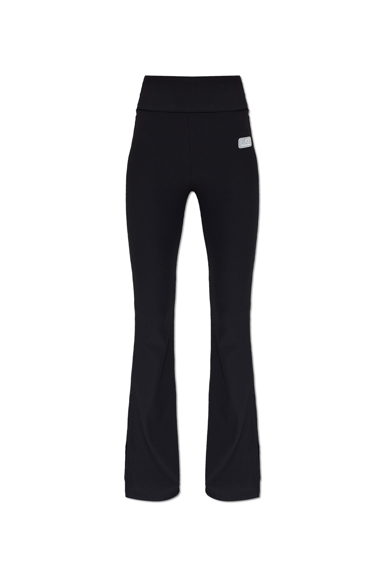 EA7 Emporio Armani Prążkowane Spodnie Z Rozszerzanymi Nogawkami, Kobiety, Czarny