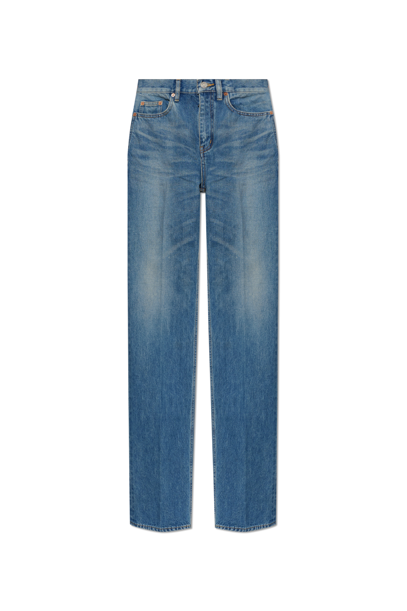 Saint Laurent Jeansy Z Nogawkami O Prostym Kroju, Kobiety, Niebieski