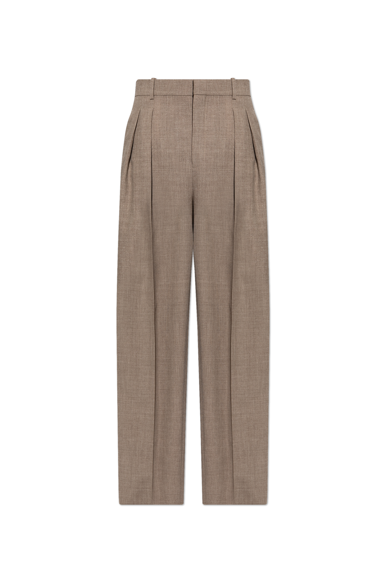 Saint Laurent Wełniane Spodnie W Kant, Mężczyźni, Beżowy