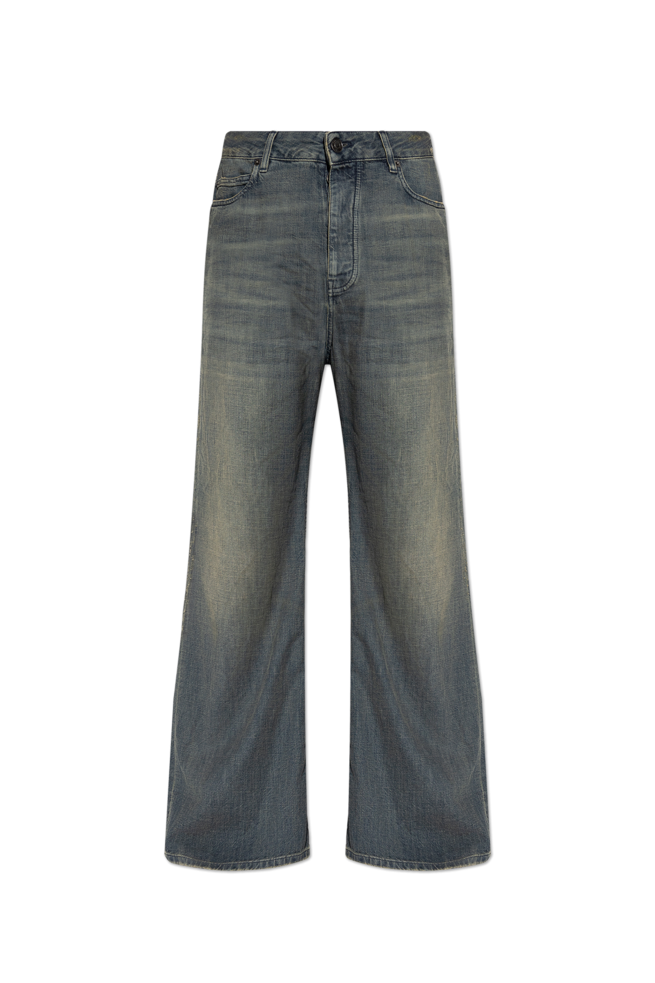 Balenciaga Jeansy Z Logo, Mężczyźni, Niebieski