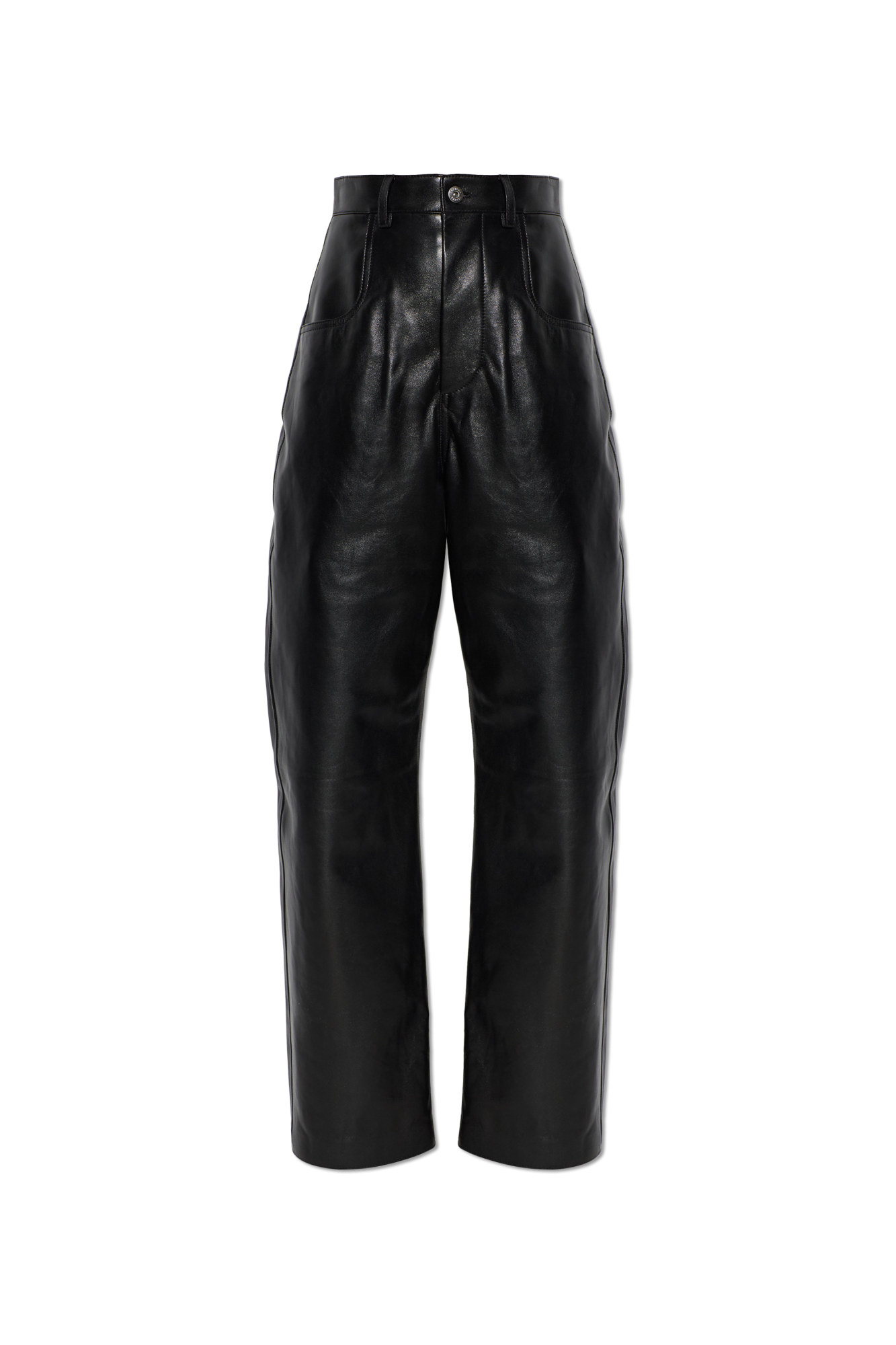Bottega Veneta Skórzane Spodnie, Kobiety, Czarny