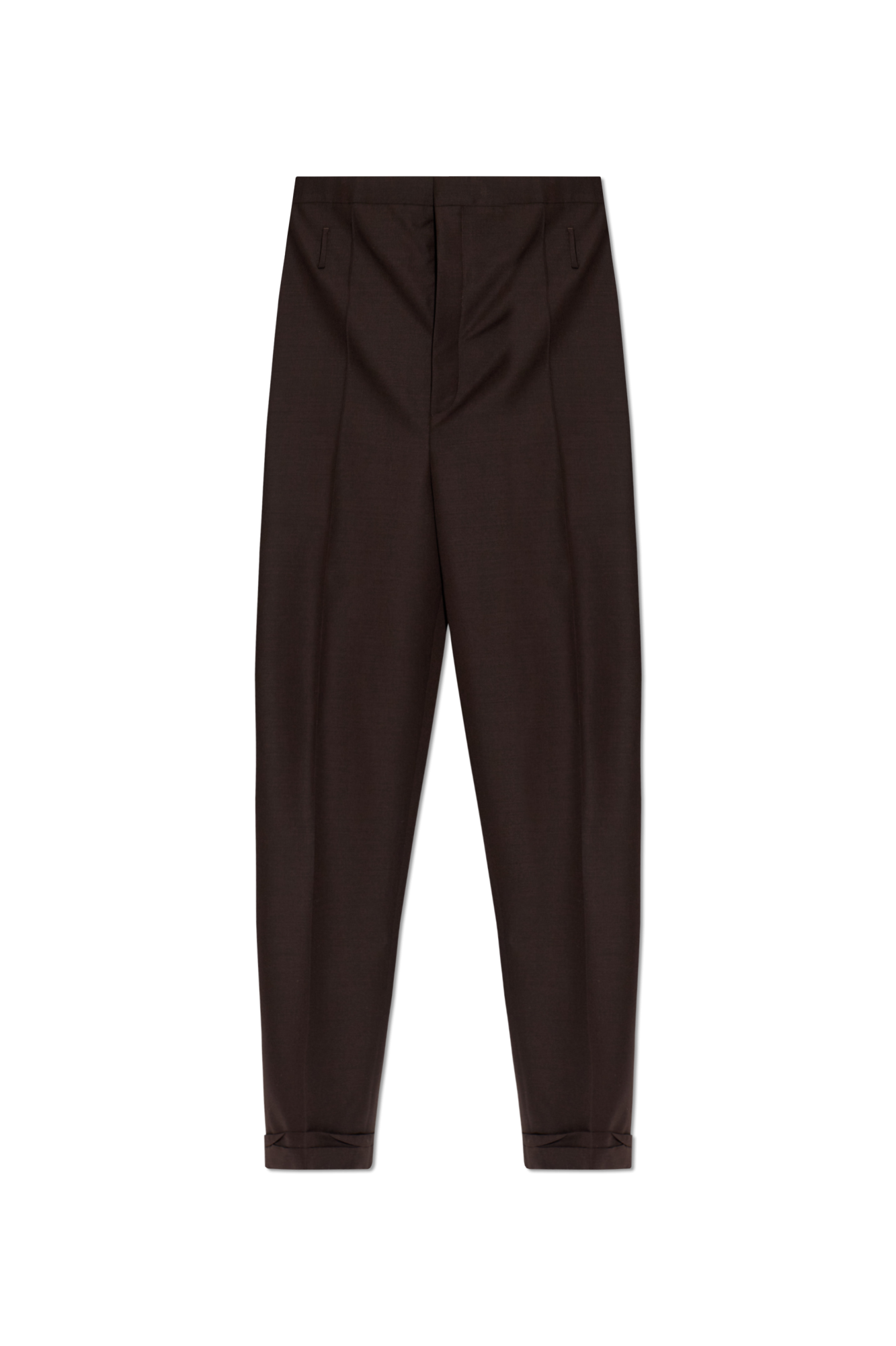Saint Laurent Wełniane Spodnie W Kant, Mężczyźni, Brązowy