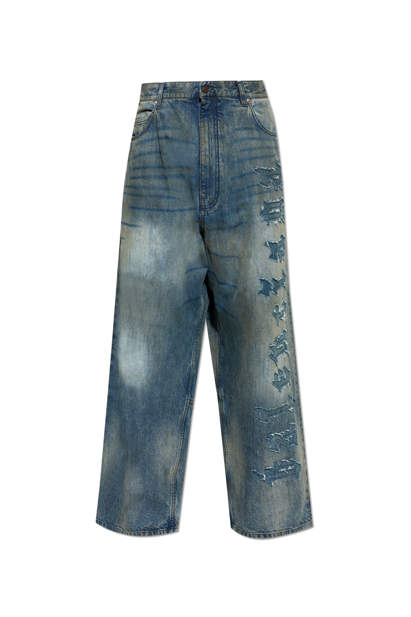 Balenciaga Jeansy Z Efektem `vintage`, Mężczyźni, Niebieski