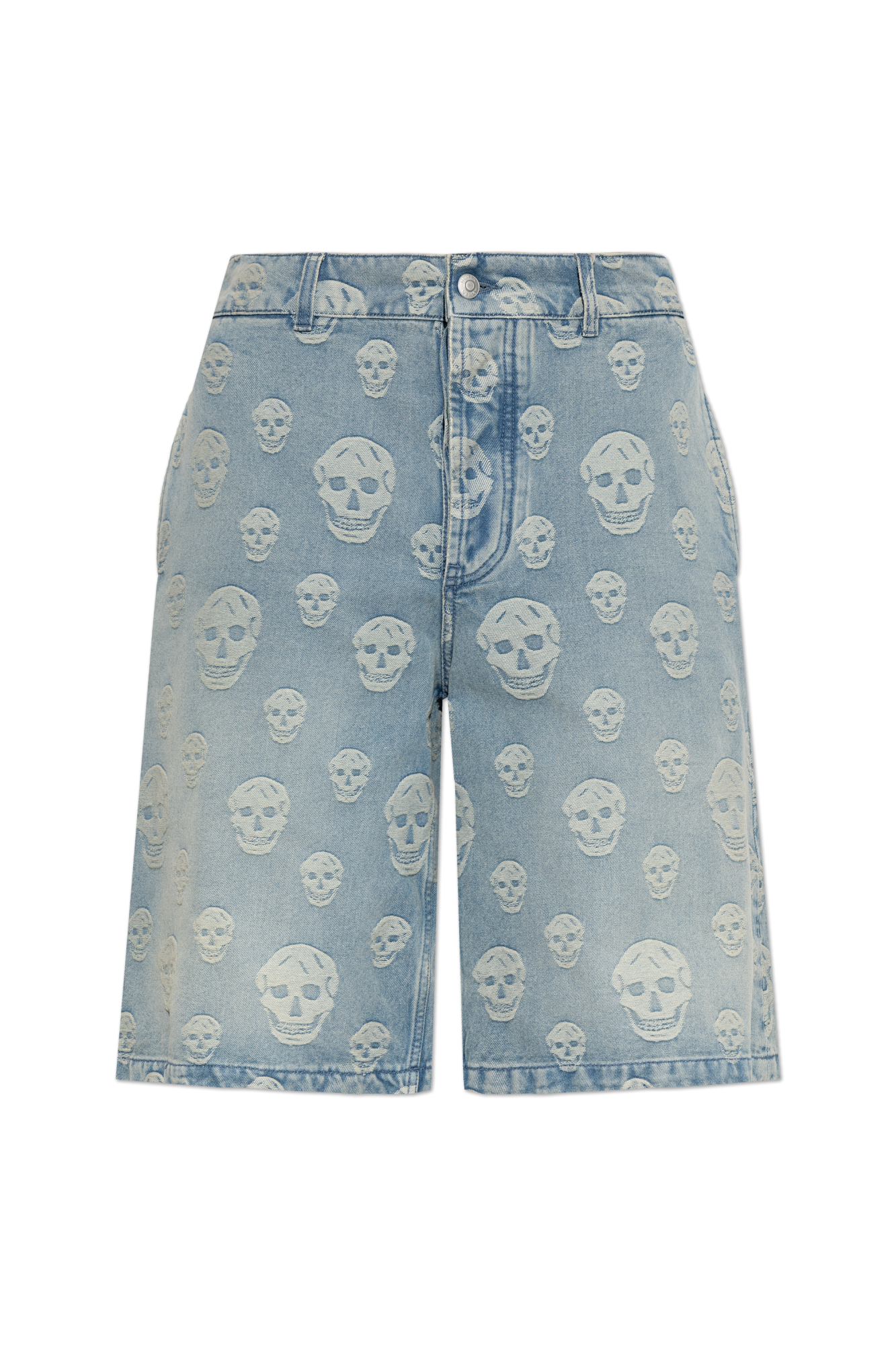 Alexander McQueen Jeansowe Szorty Z Monogramem, Mężczyźni, Niebieski