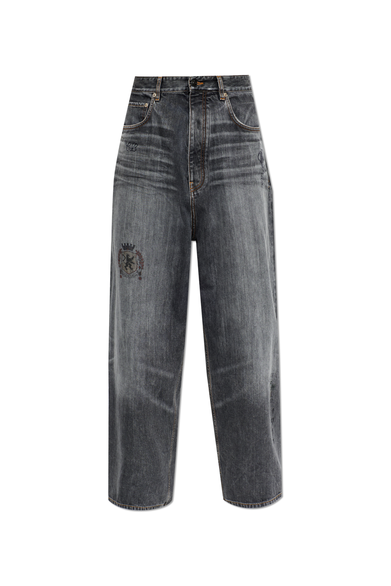 Balenciaga Jeansy Z Szerokimi Nogawkami, Mężczyźni, Szary