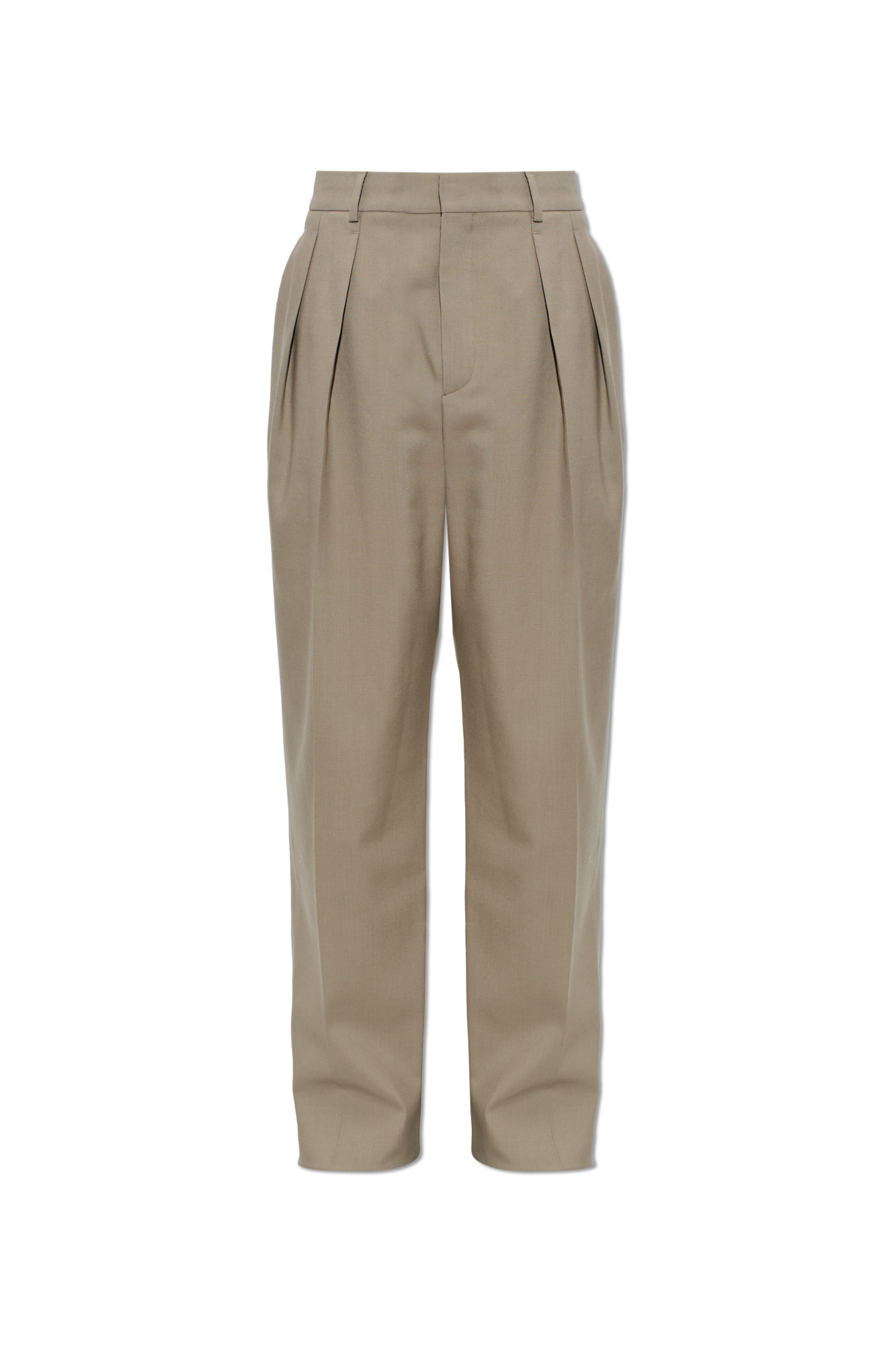 Saint Laurent Wełniane Spodnie Z Zaszewkami, Mężczyźni, Szary