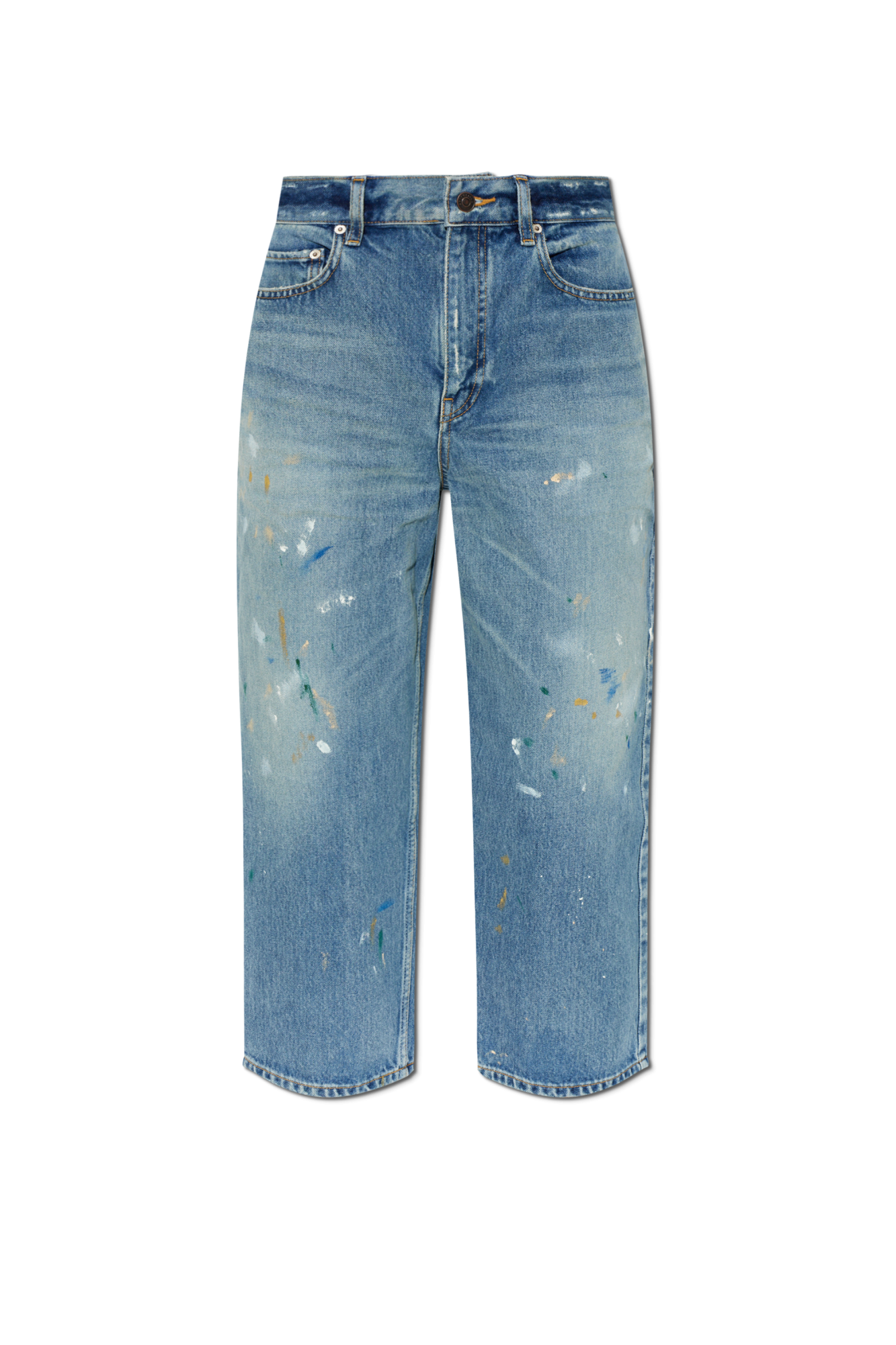 Balenciaga Jeansy Z Efektem Vintage, Kobiety, Niebieski