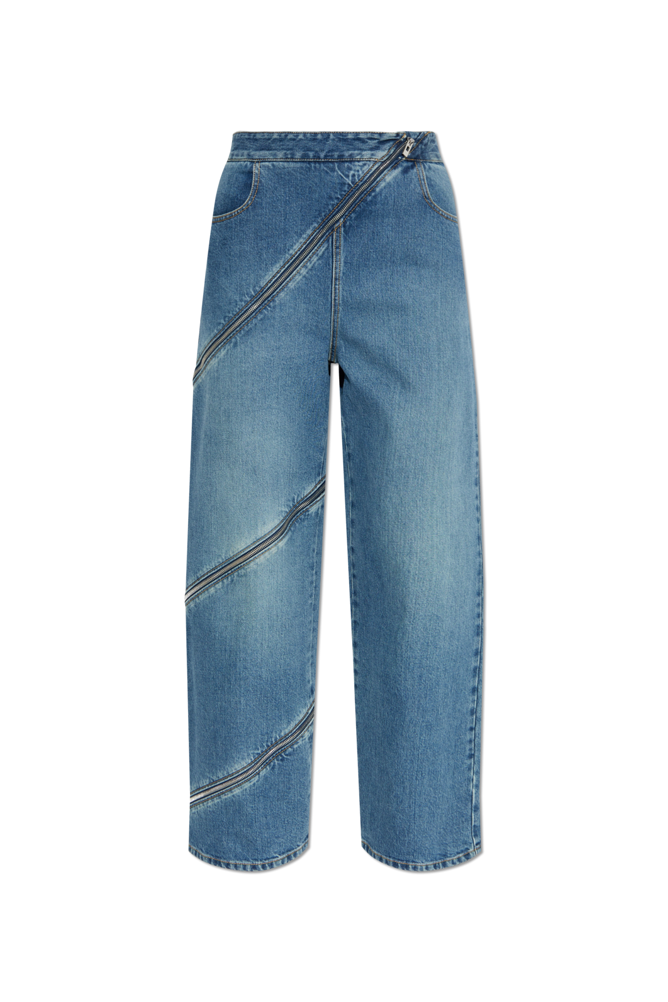 Alaïa Jeansy Z Dekoracyjnym Zamkiem, Kobiety, Niebieski