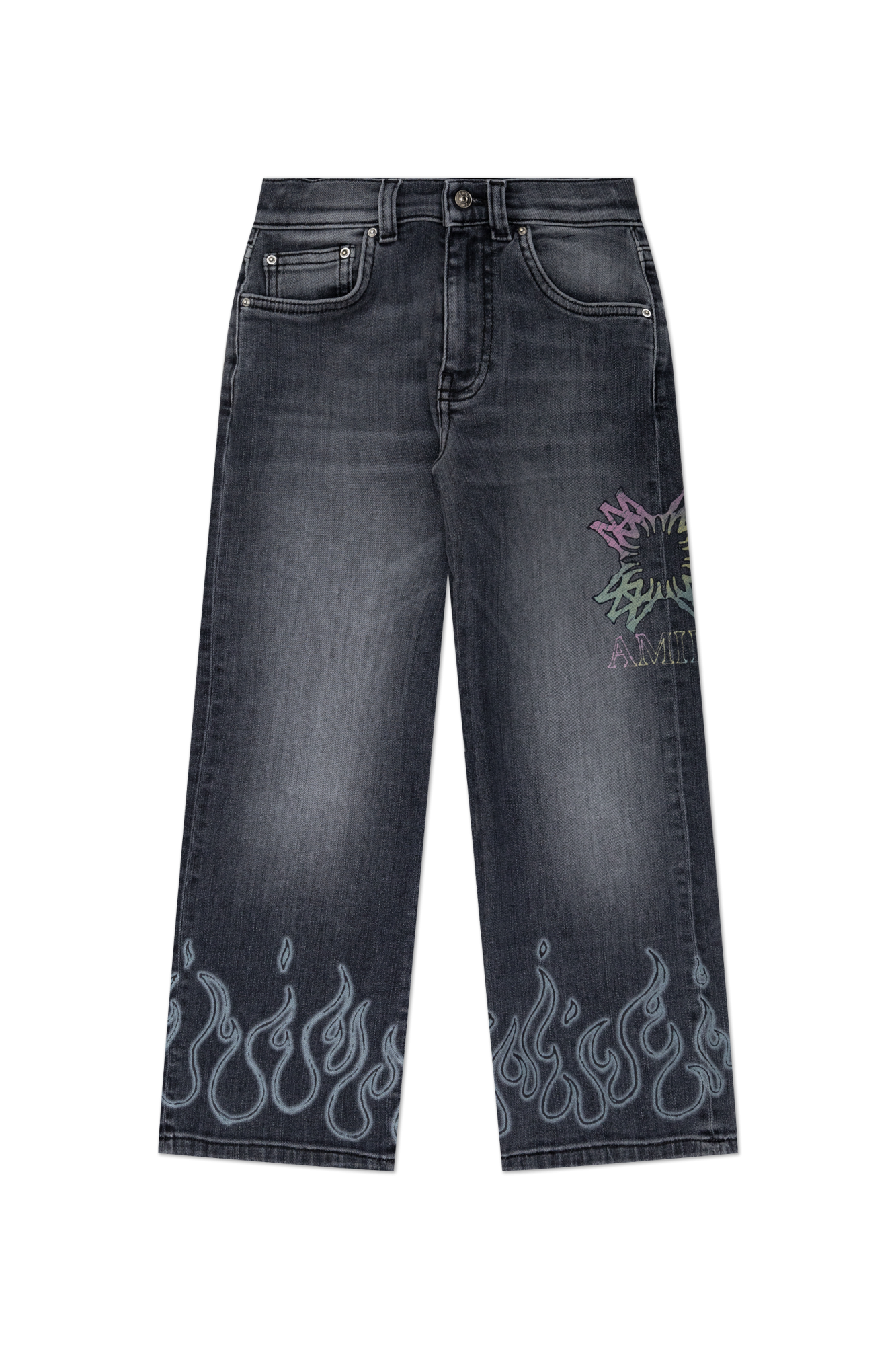 Amiri Kids Jeansy Z Nadrukiem, Unisex, Szary