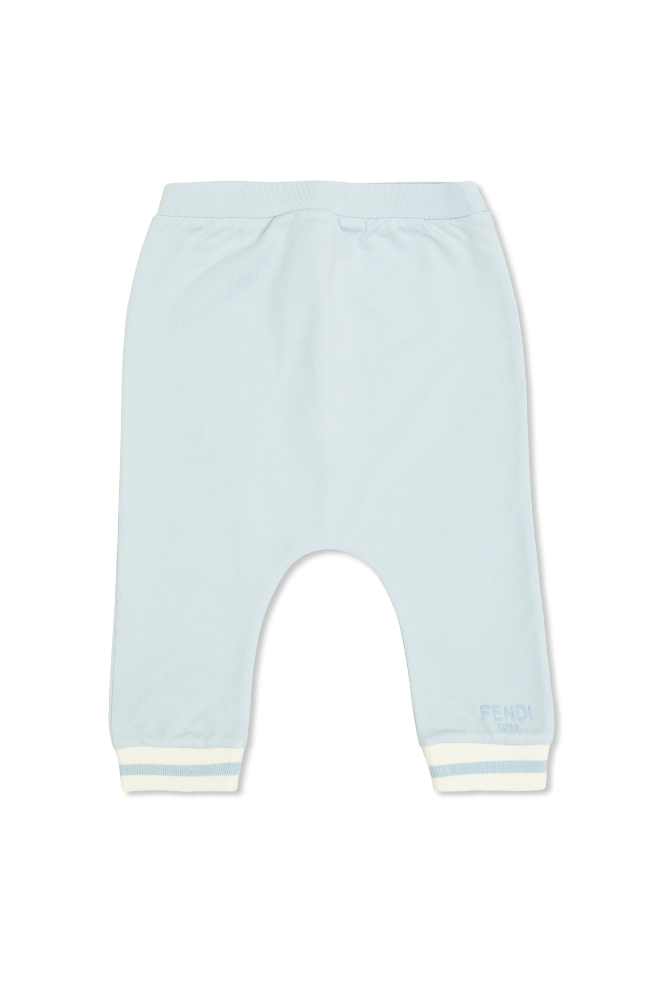 Fendi Kids Bawełniane Spodnie Z Wyszytym Logo, Unisex, Jasnoniebieski
