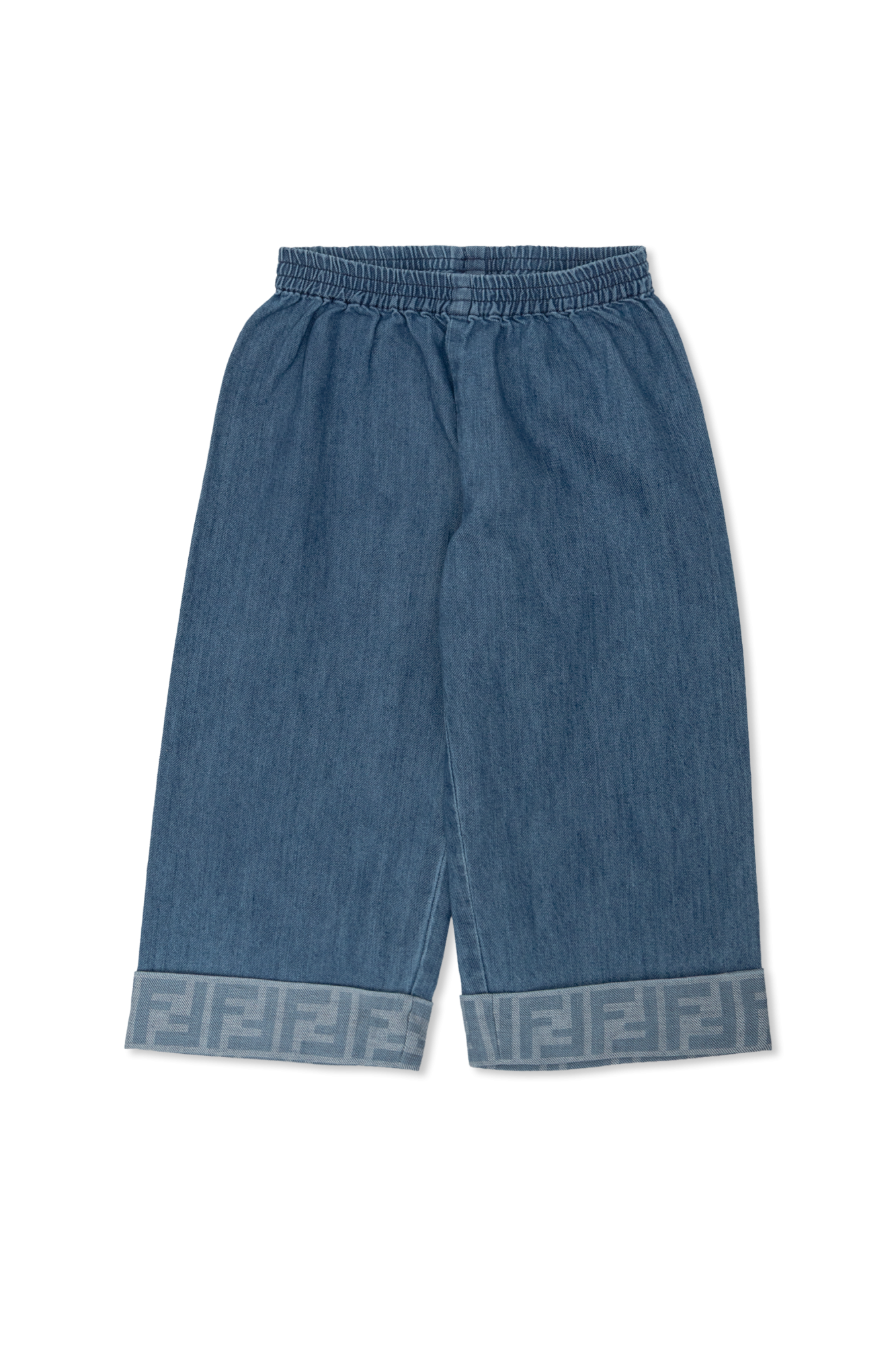 Fendi Kids Jeansy Z Zawijanymi Nogawkami, Unisex, Niebieski