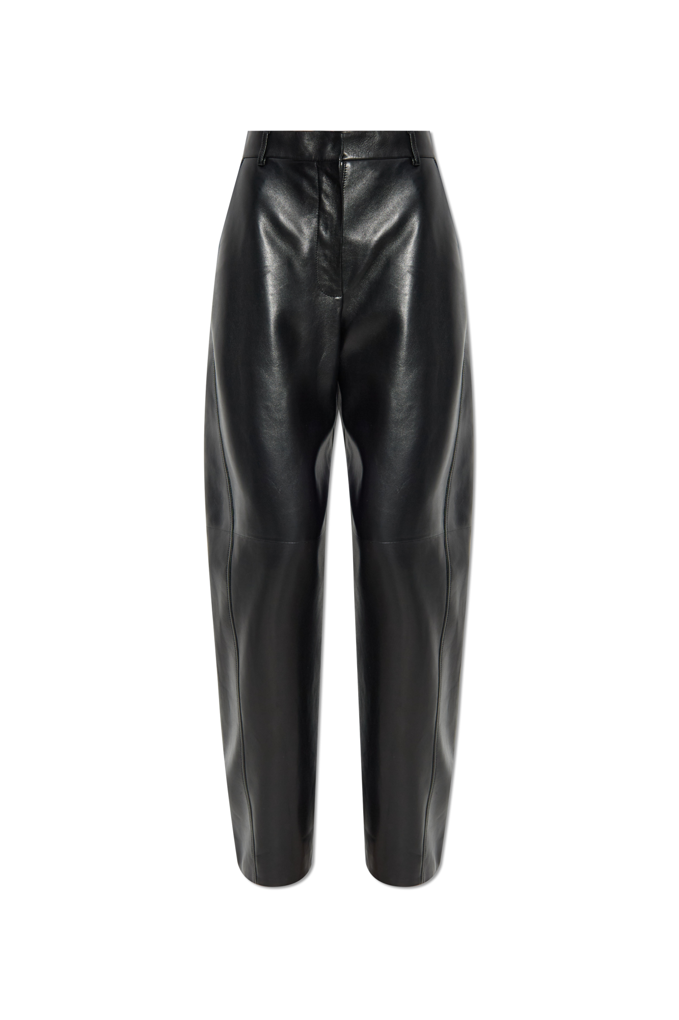 Givenchy Skórzane Spodnie Z Szerokimi Nogawkami, Kobiety, Czarny