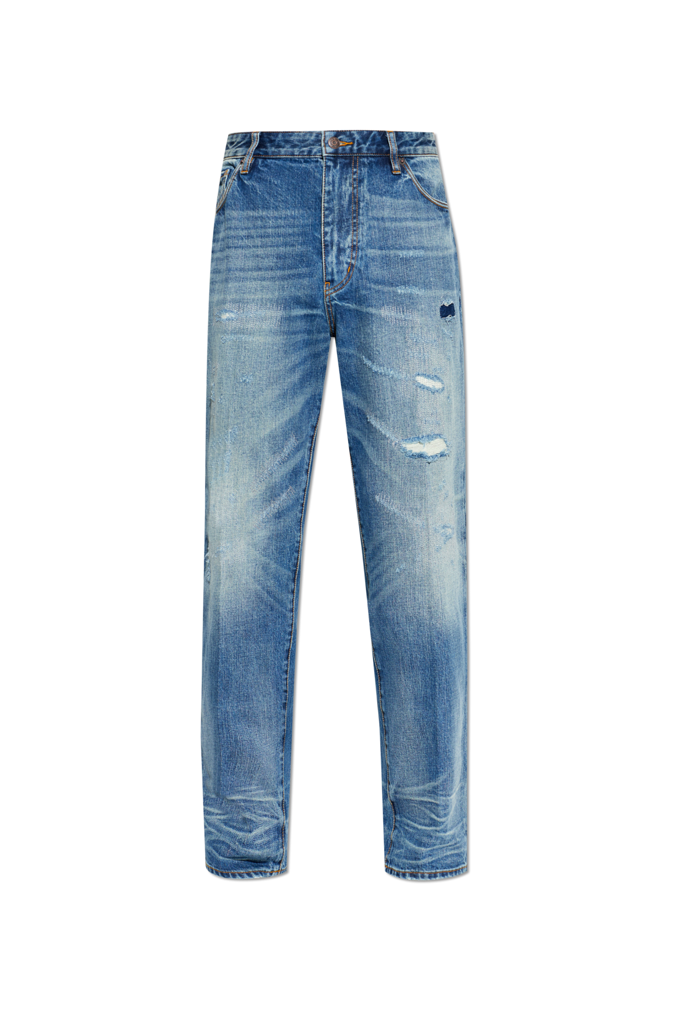 Emporio Armani Jeansy Z Efektem `vintage`, Mężczyźni, Niebieski