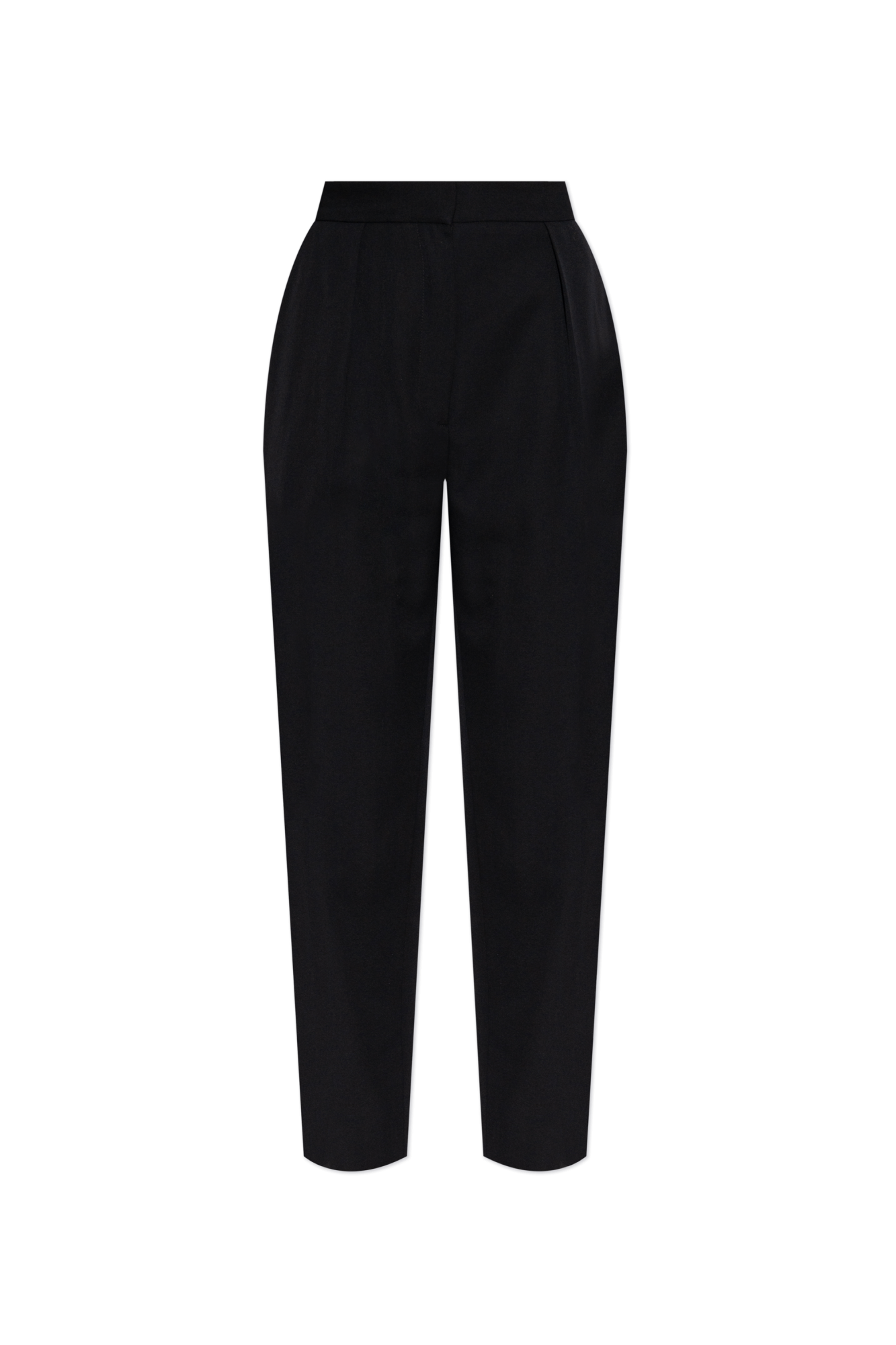 Balmain Wełniane Spodnie Z Zaszewkami, Kobiety, Czarny
