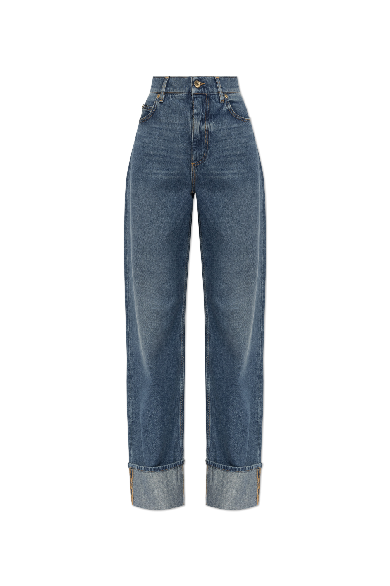 Dolce & Gabbana Jeansy Z Zawijanymi Nogawkami, Kobiety, Niebieski
