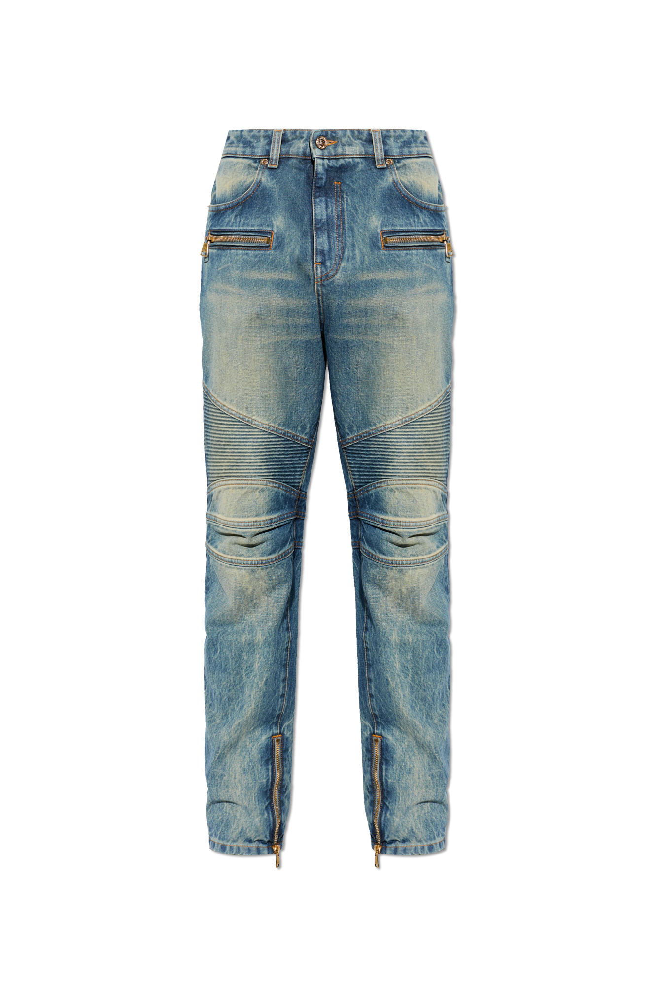 Balmain Jeansy Z Efektem `vintage`, Mężczyźni, Niebieski