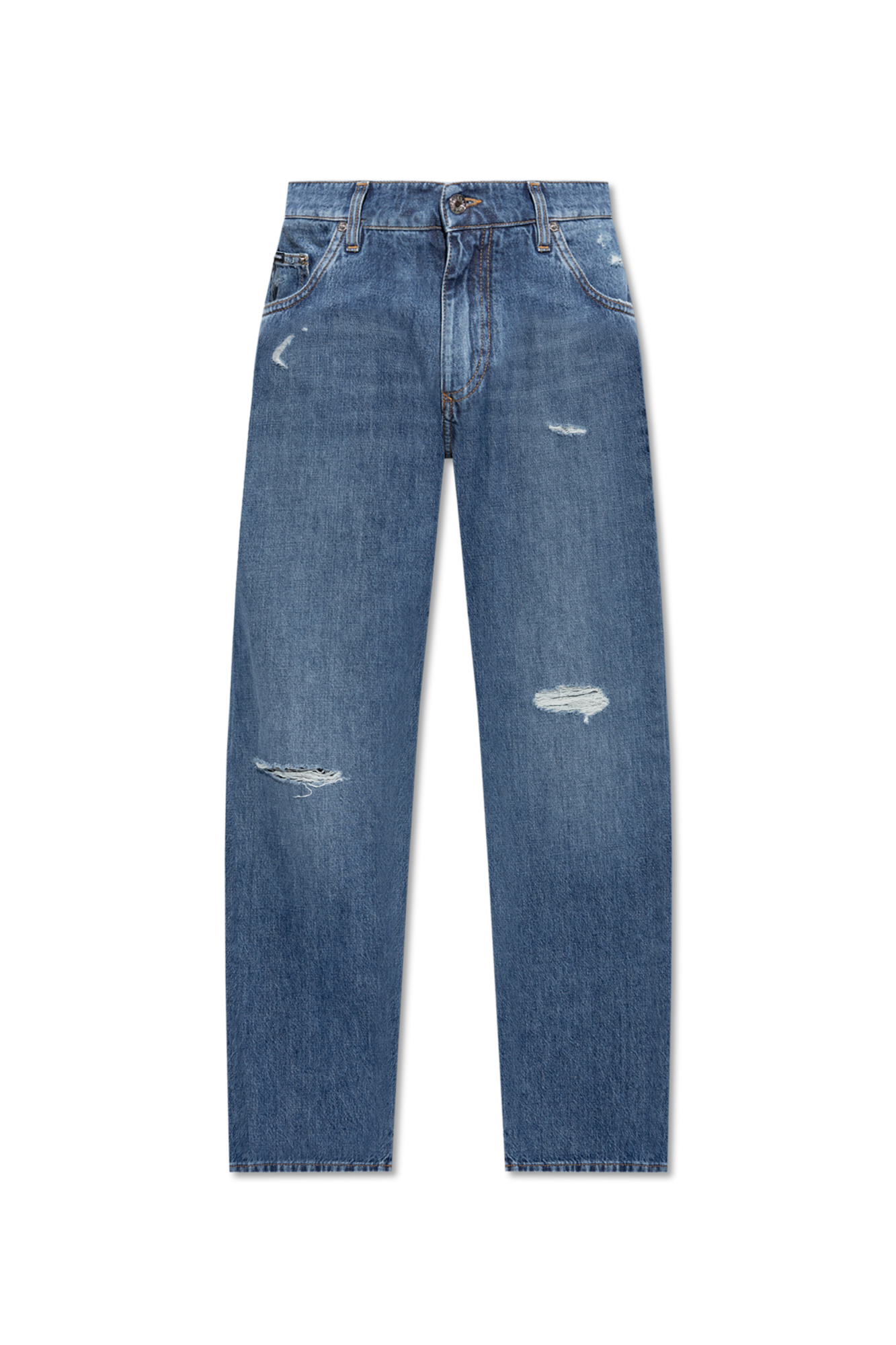 Dolce & Gabbana Jeansy Z Efektem `vintage`, Mężczyźni, Niebieski
