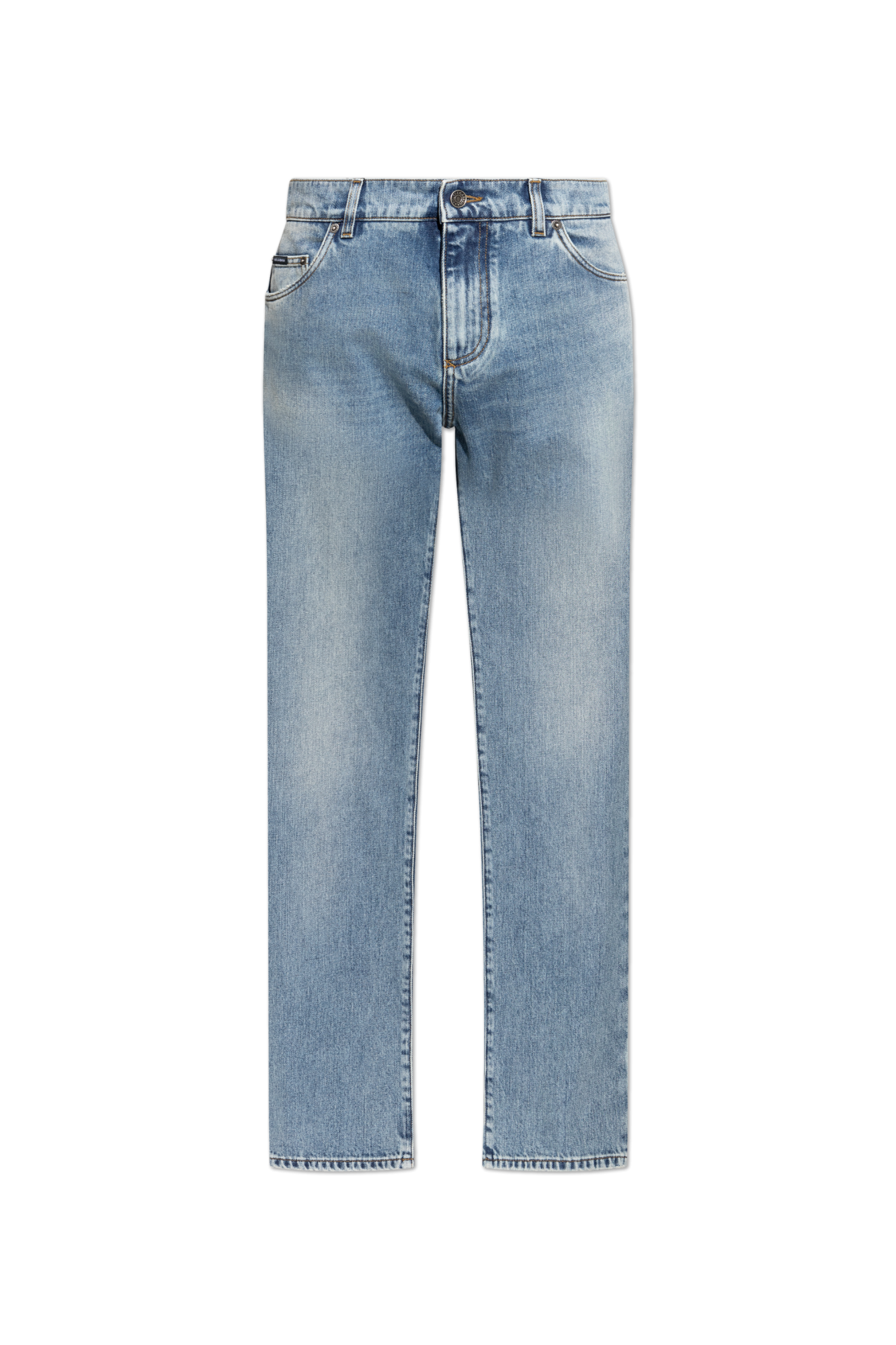 Dolce & Gabbana Jeansy Z Efektem `vintage`, Mężczyźni, Niebieski
