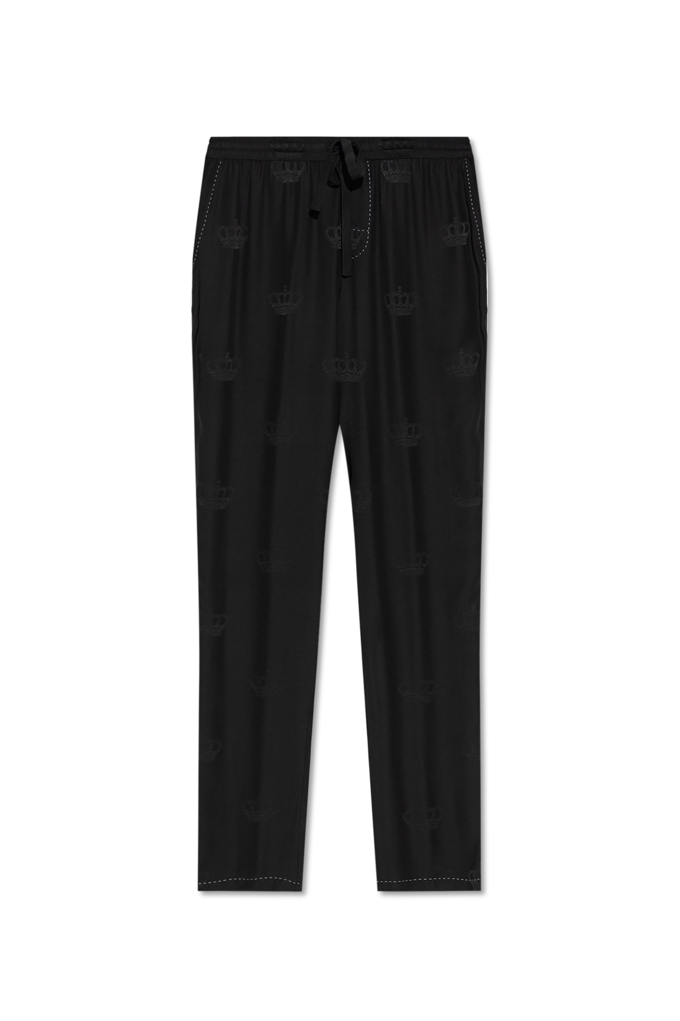 Dolce & Gabbana Jedwabne Spodnie, Mężczyźni, Czarny