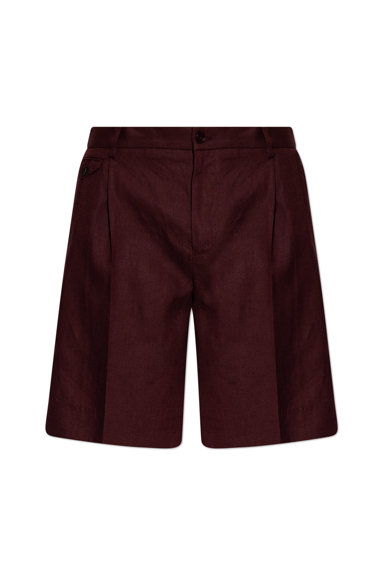 Dolce & Gabbana Lniane Szorty Z Zaszewkami, Mężczyźni, Bordo