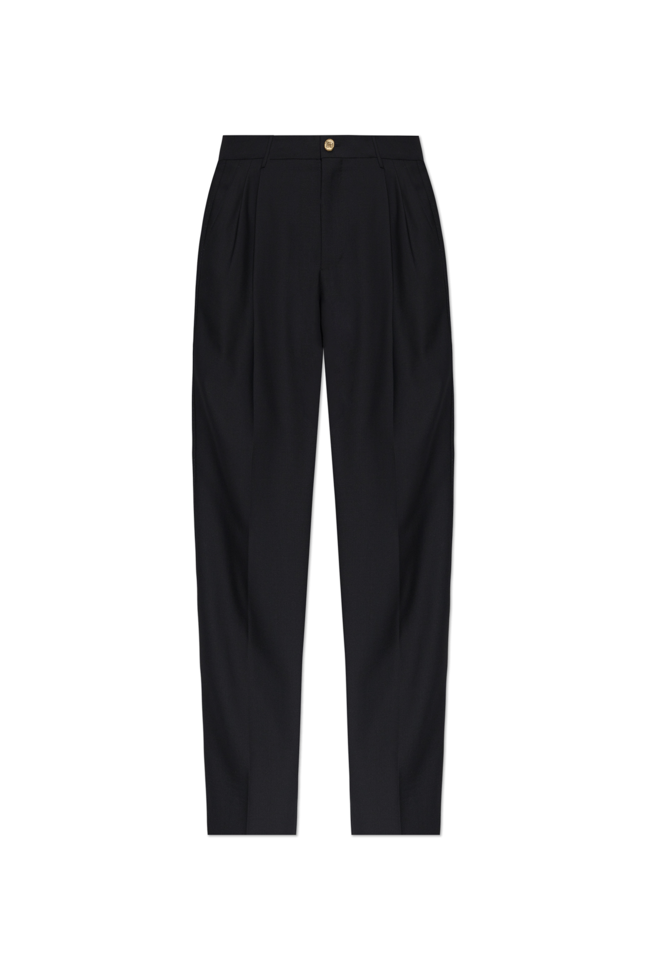 Dolce & Gabbana Wełniane Spodnie W Kant, Mężczyźni, Czarny